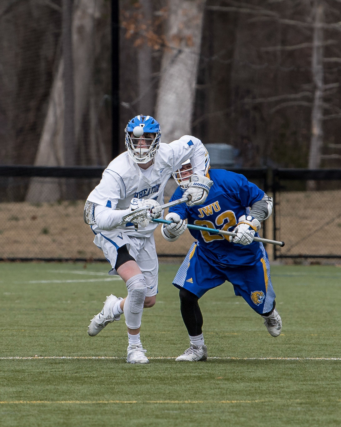 NORTON, MA - March 3, 2018: Wheaton College Lacrosse vs Johnson &amp; Wales University. Wheaton won 14-9. Photo by Keith Sliney.