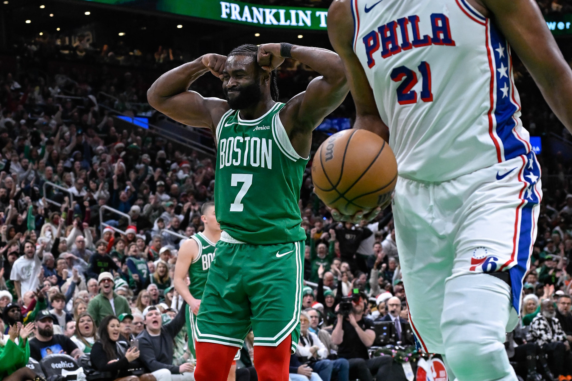 BOSTON, MA - DECEMBER 25, 2024: Boston Celtics vs Philadelphia 76ers at TD Garden (Photo by Keith Sliney).