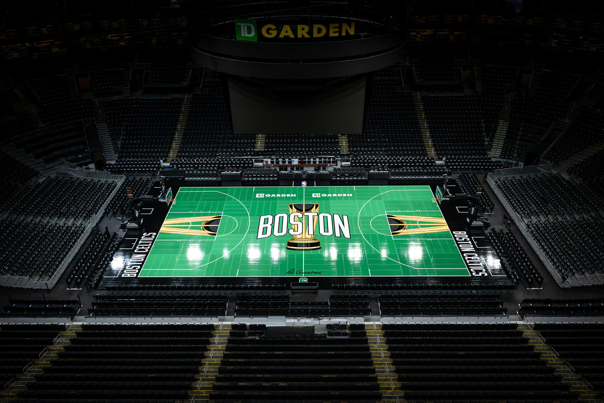 BOSTON, MA - NOVEMBER 19, 2025: Photo of Boston Celtics NBA Cup Court at TD Garden (Photo by Keith Sliney).