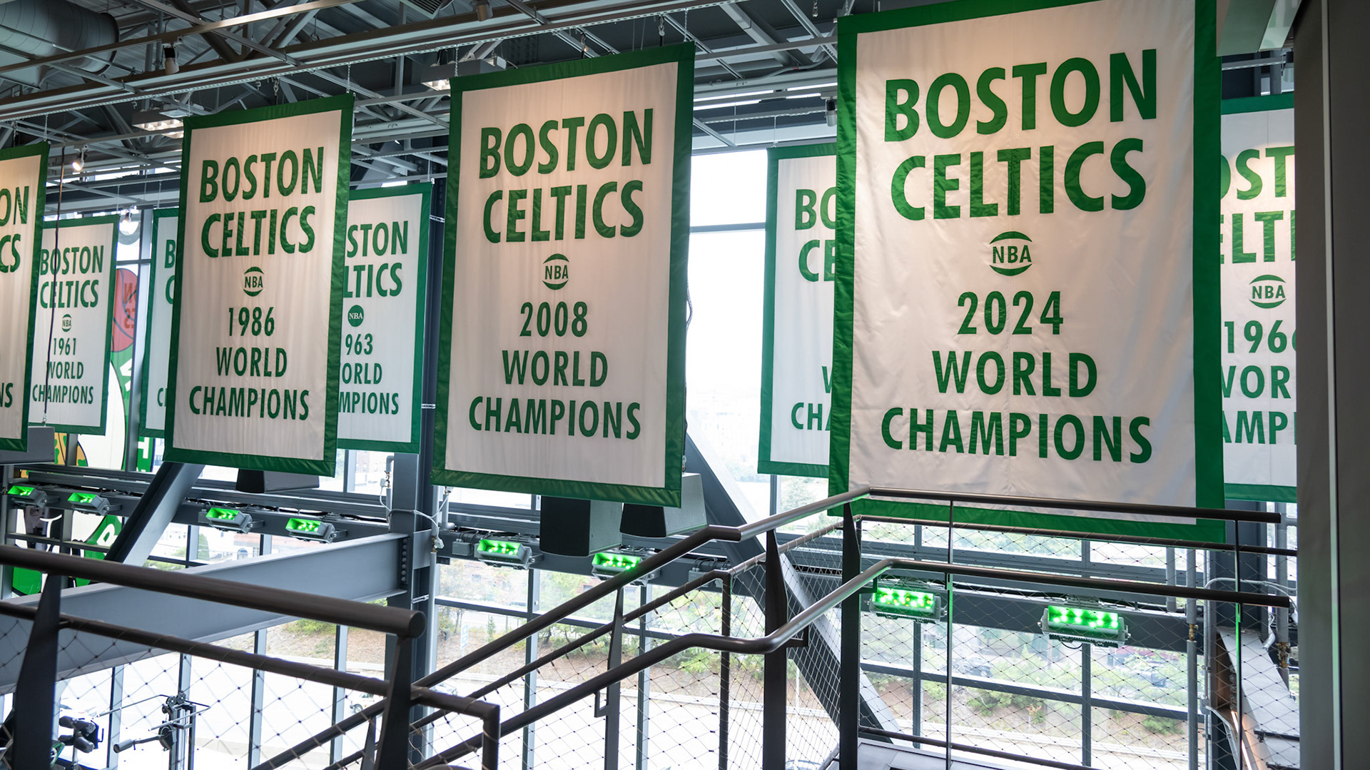 BOSTON, MA - SEPTEMBER 25, 2024: Boston Celtics unveil the 2024 Championship Banner privately the Auerbach Center (Photo by Keith Sliney).