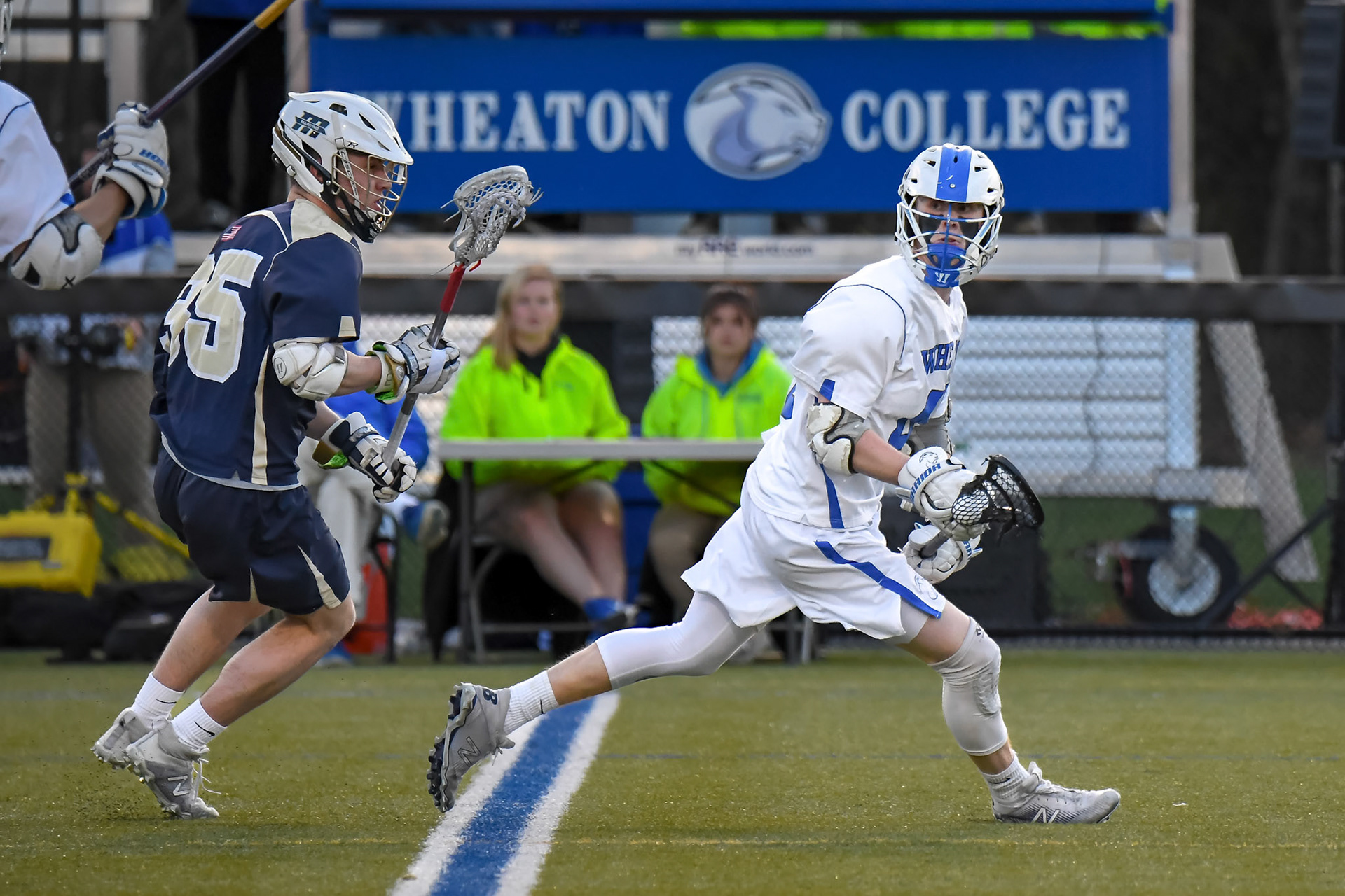 NORTON, MA - APRIL 24, 2019: Wheaton College Lacrosse vs Mass Maritime Acadamy (Photo by Keith Sliney).