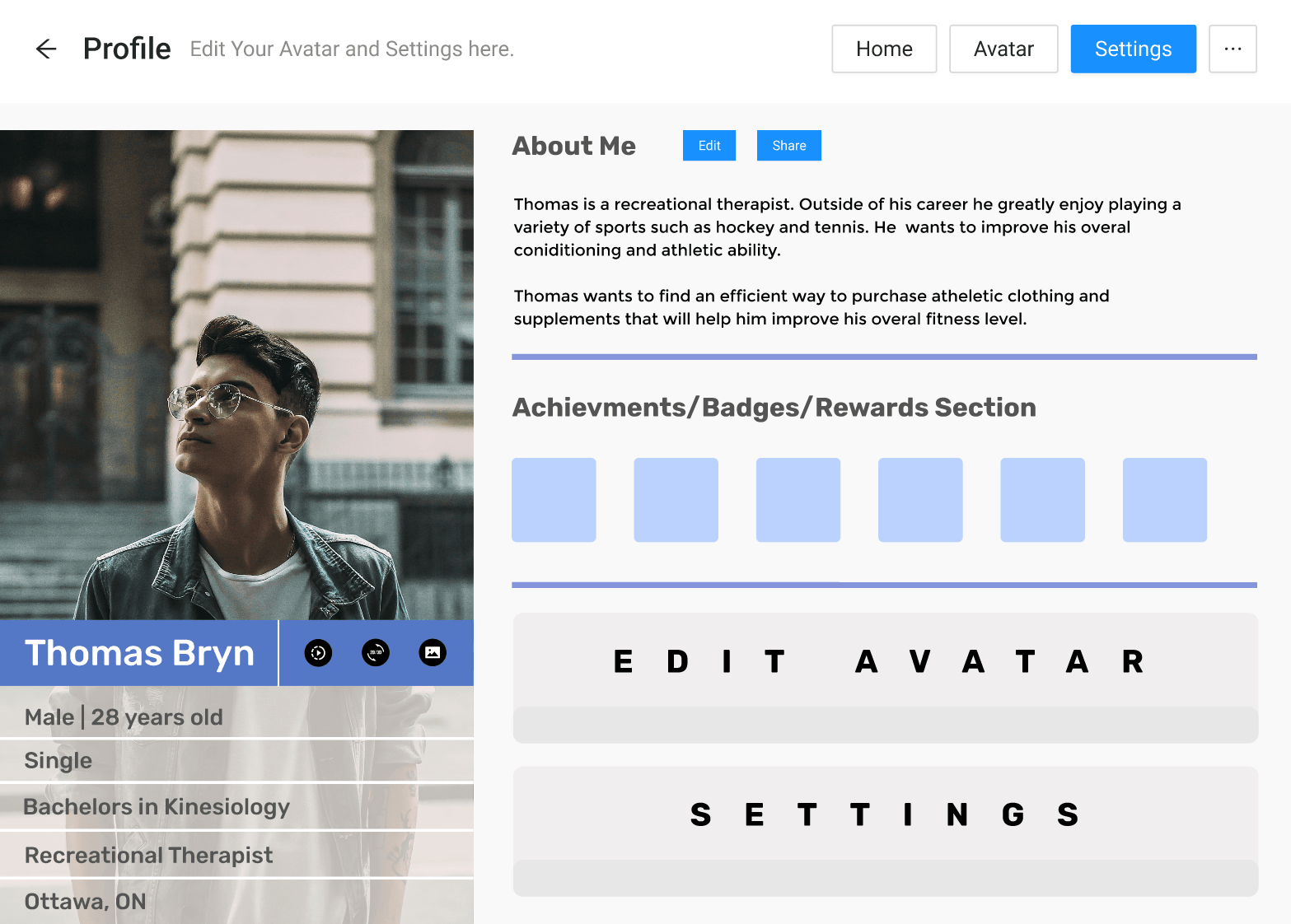 Figma prototype for Avatar creation and customization.