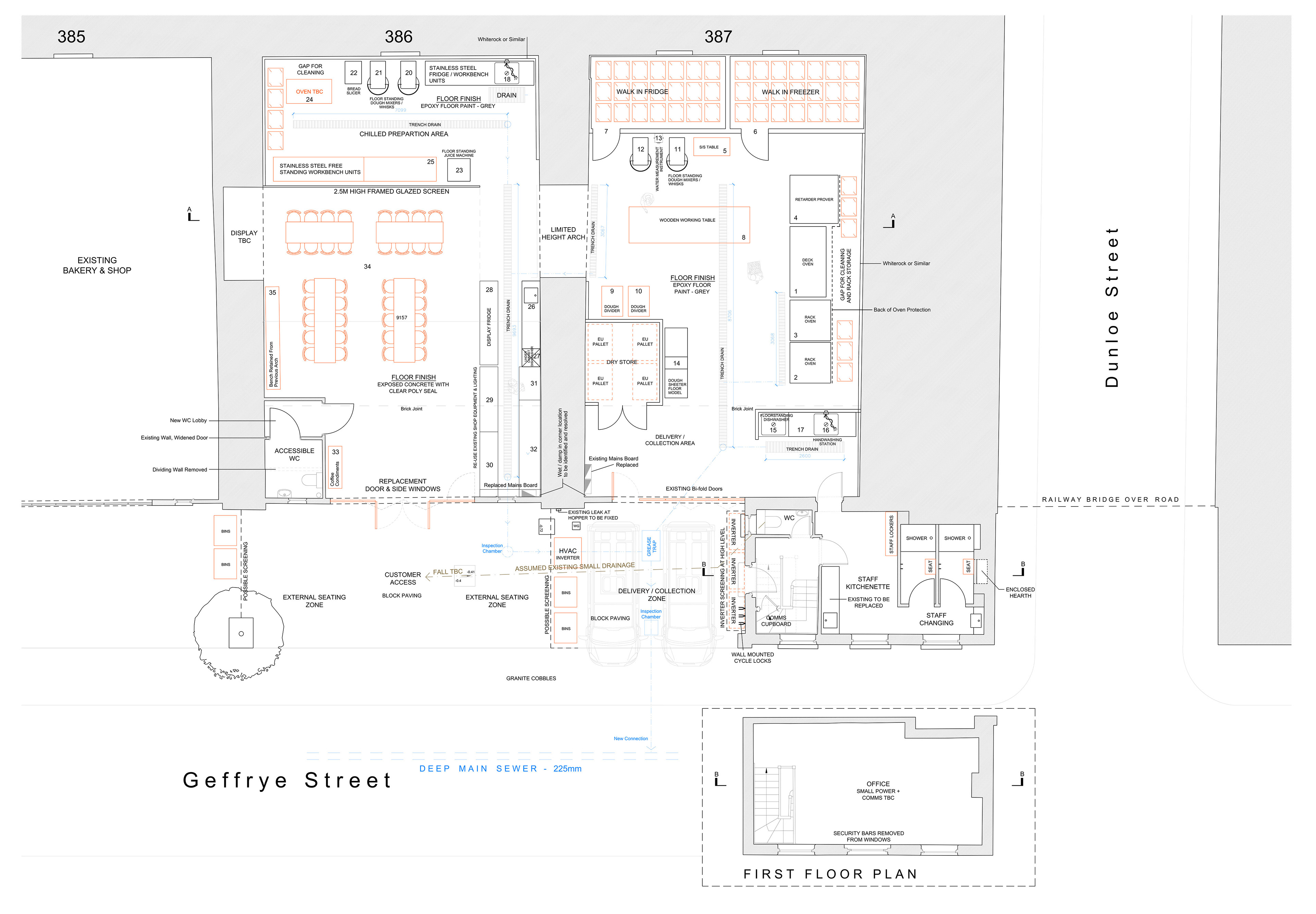 Fabrique, Hoxton, London, Internal Arrangement Plan
