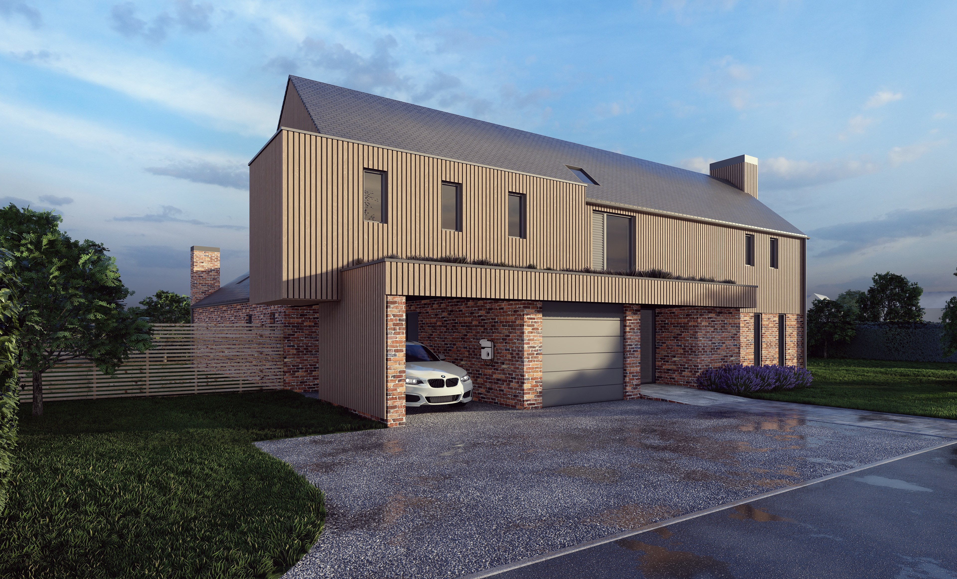 Alley Garden, Worcestershire, Front External CGI Zinc Architecture