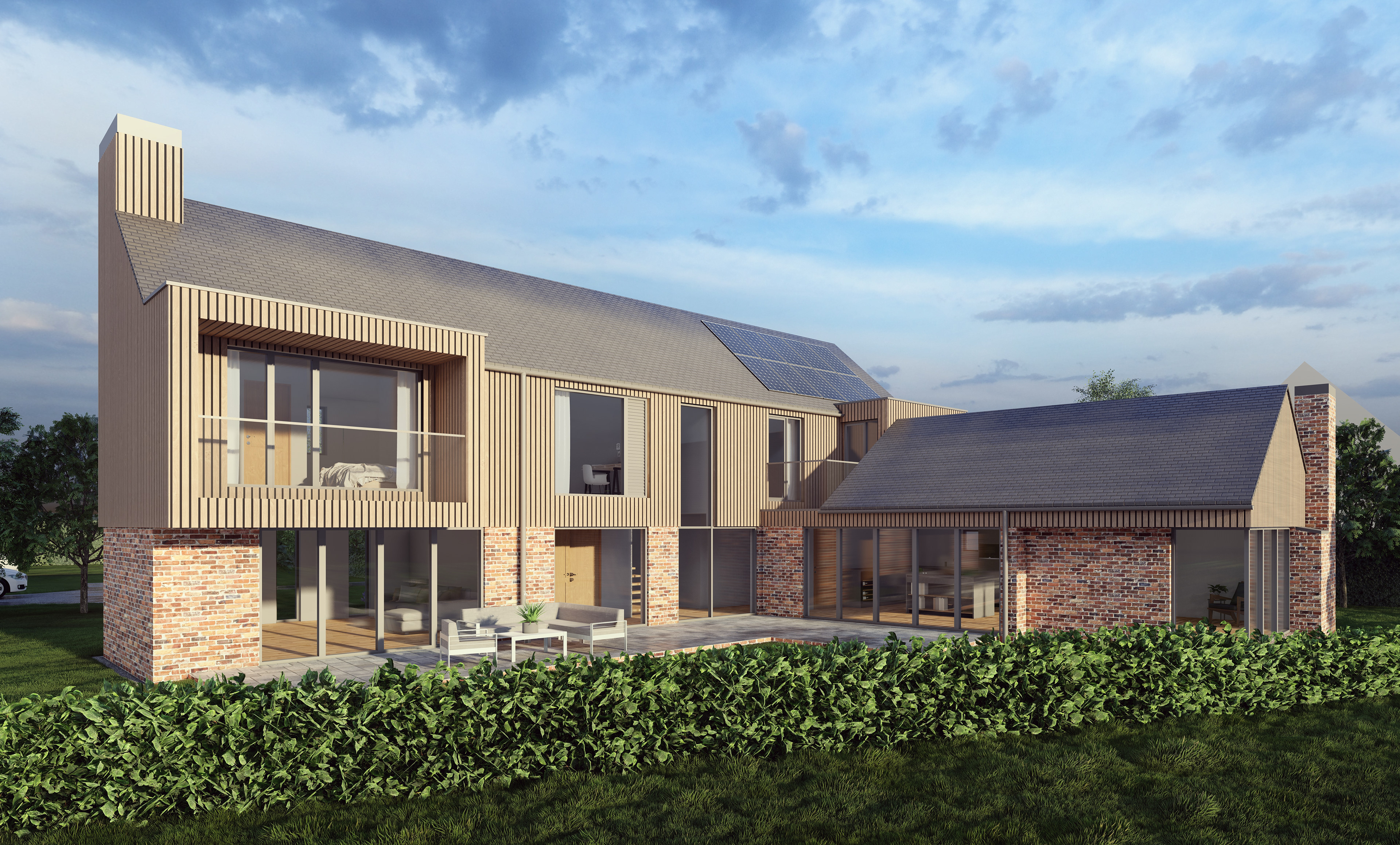 Alley Garden, Worcestershire, Rear Garden External CGI Zinc Architecture