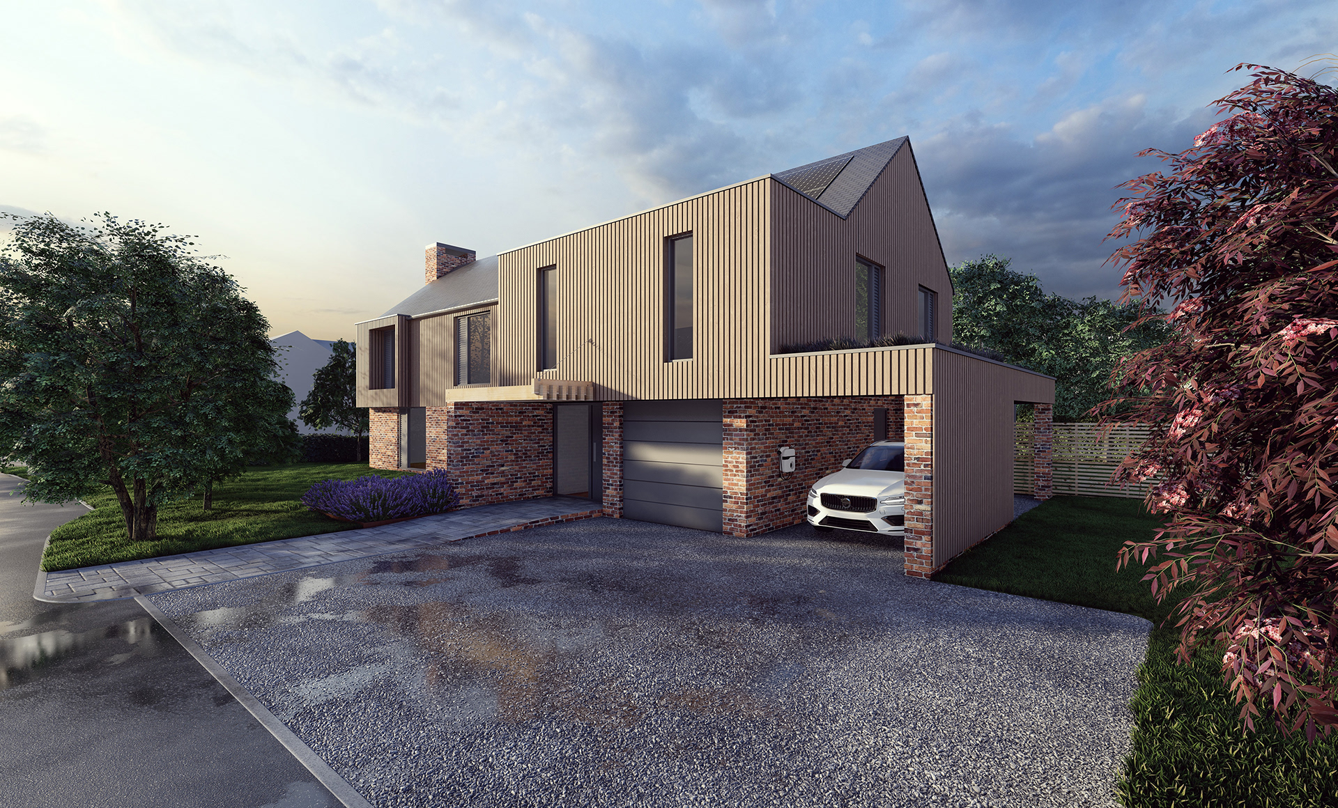 Alley Garden, Worcestershire, External CGI Zinc Architecture