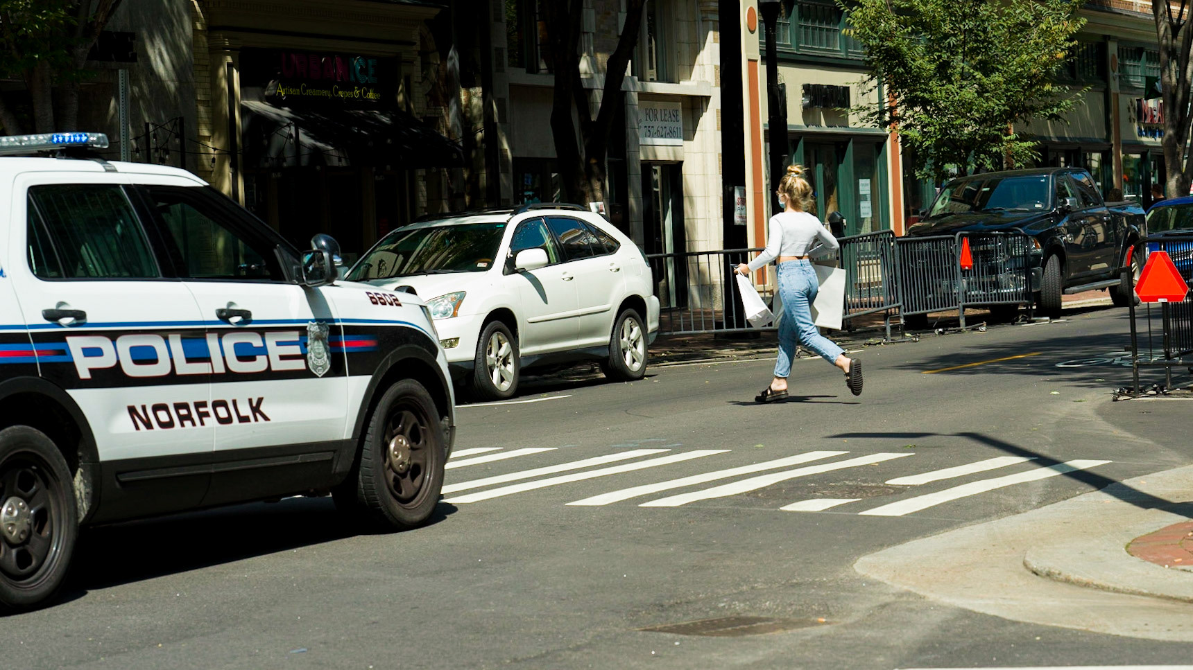 Not sure of the wisdom of  J-walking in front of the Police.