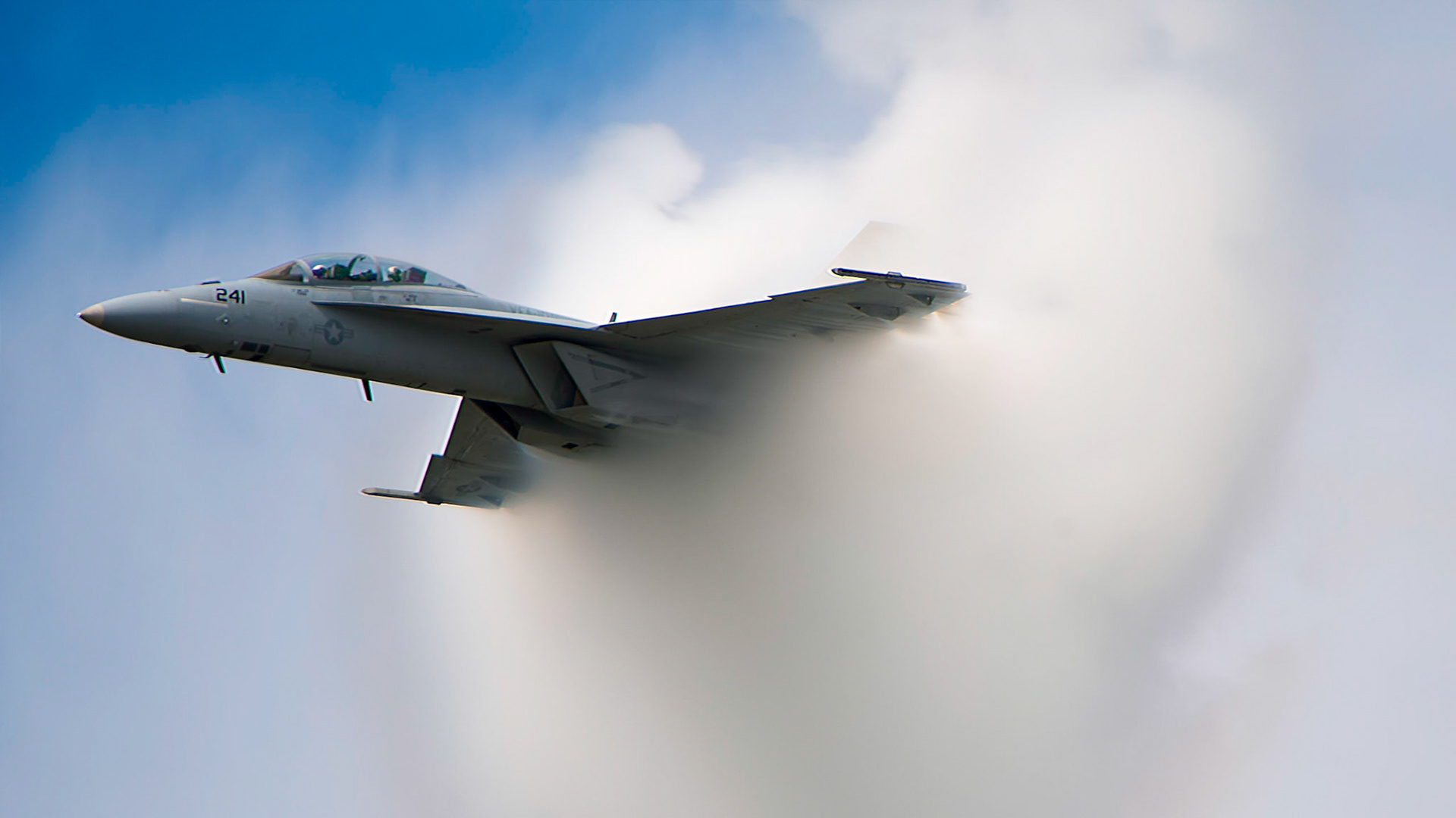 F/A-18 breaking thru cloudbank