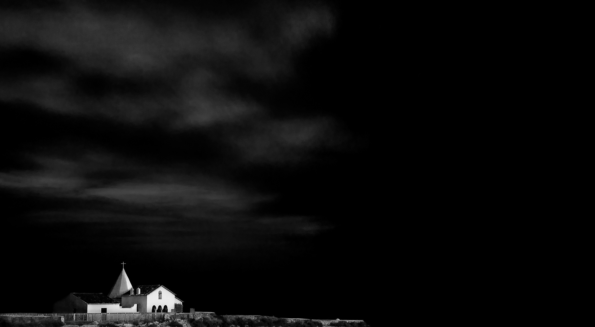 The Darkness and Sanctuary. Nossa Senhora da Rocha, Armacao de Pera, Algarve, Portugal