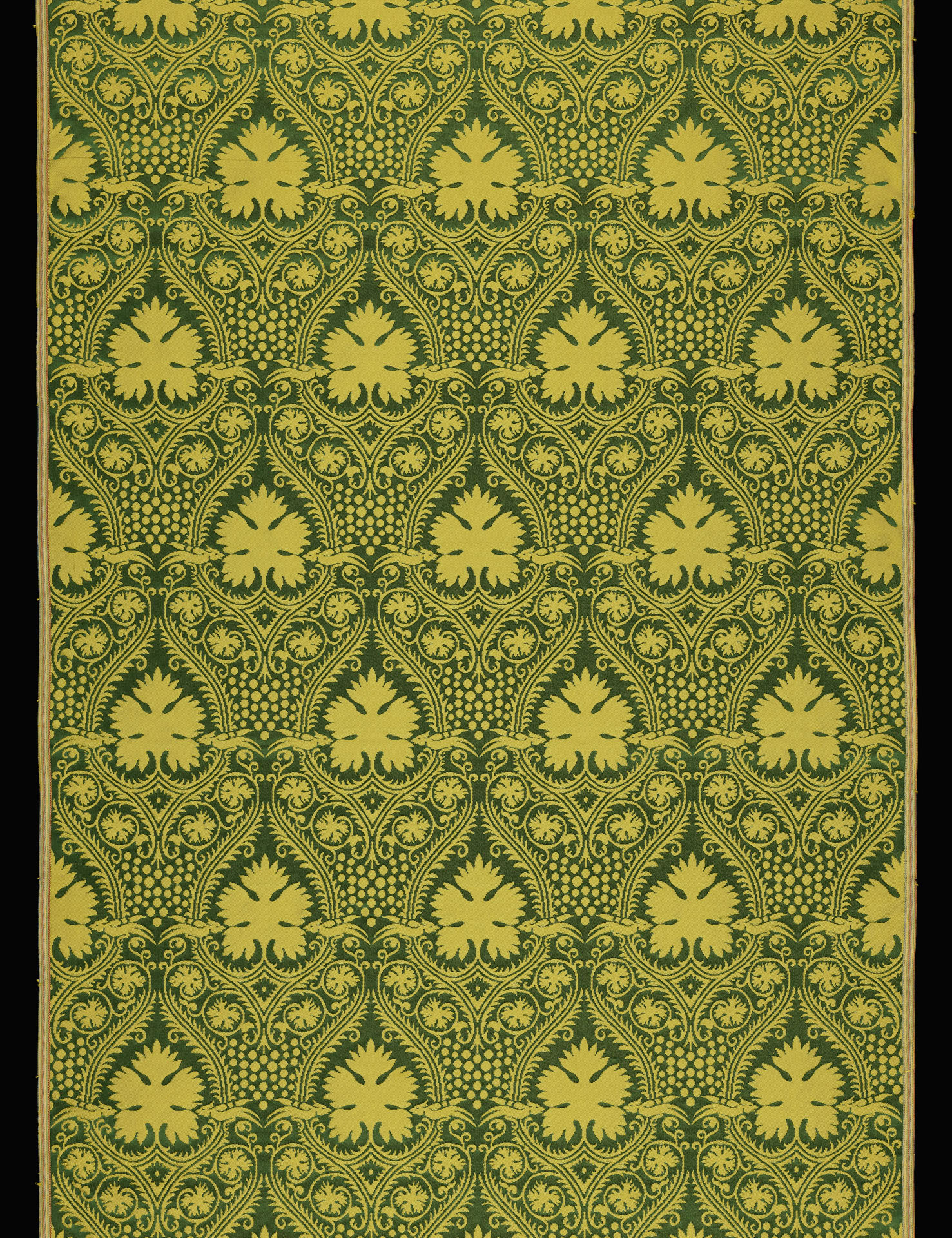 Furnishing fabric, 'Magdalen', silk damask, Warner & Sons, probably Braintree, Essex, 1895 © the Victoria and Albert Museum, London 