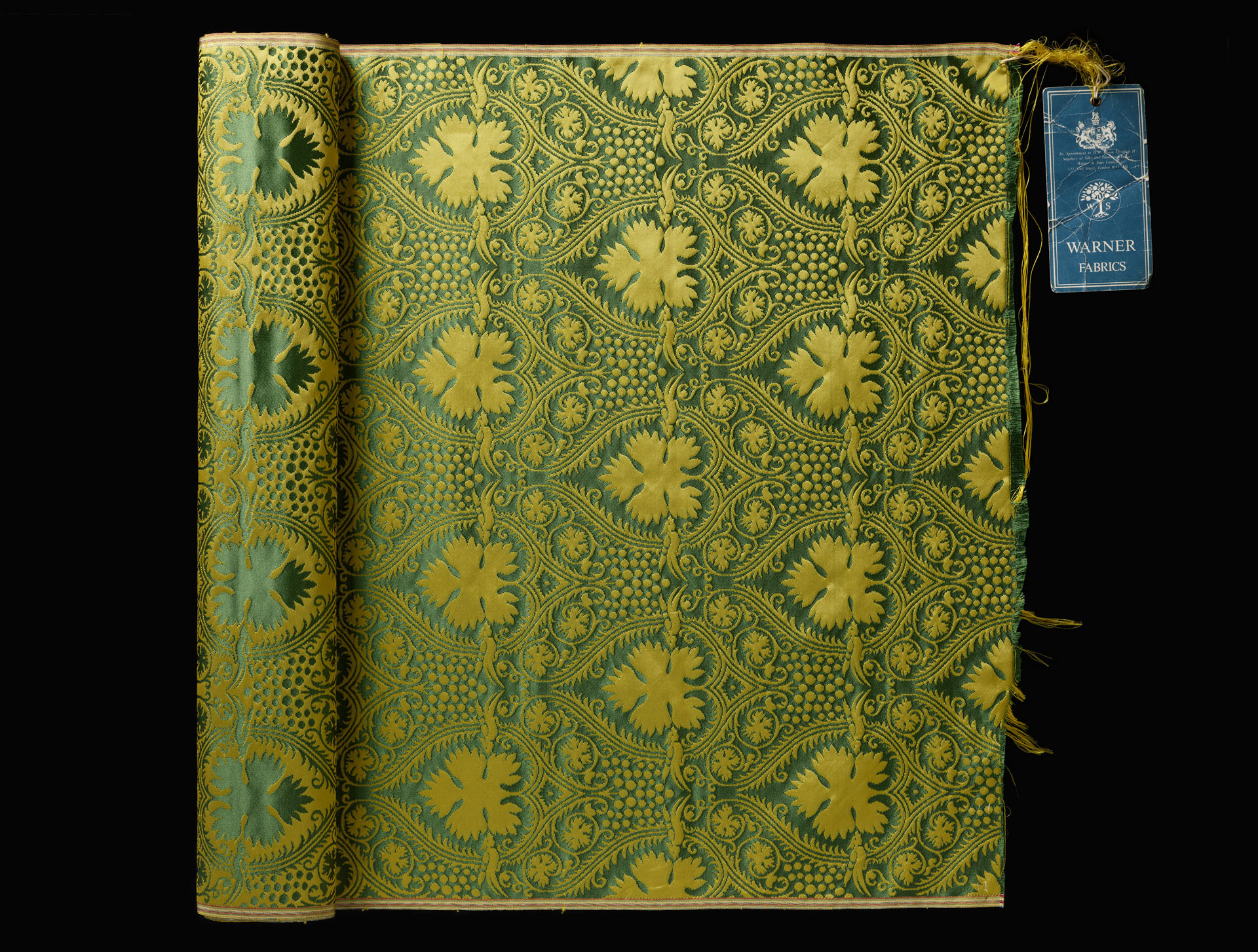 Furnishing fabric, 'Magdalen', silk damask, Warner & Sons, probably Braintree, Essex, 1895 © the Victoria and Albert Museum, London 