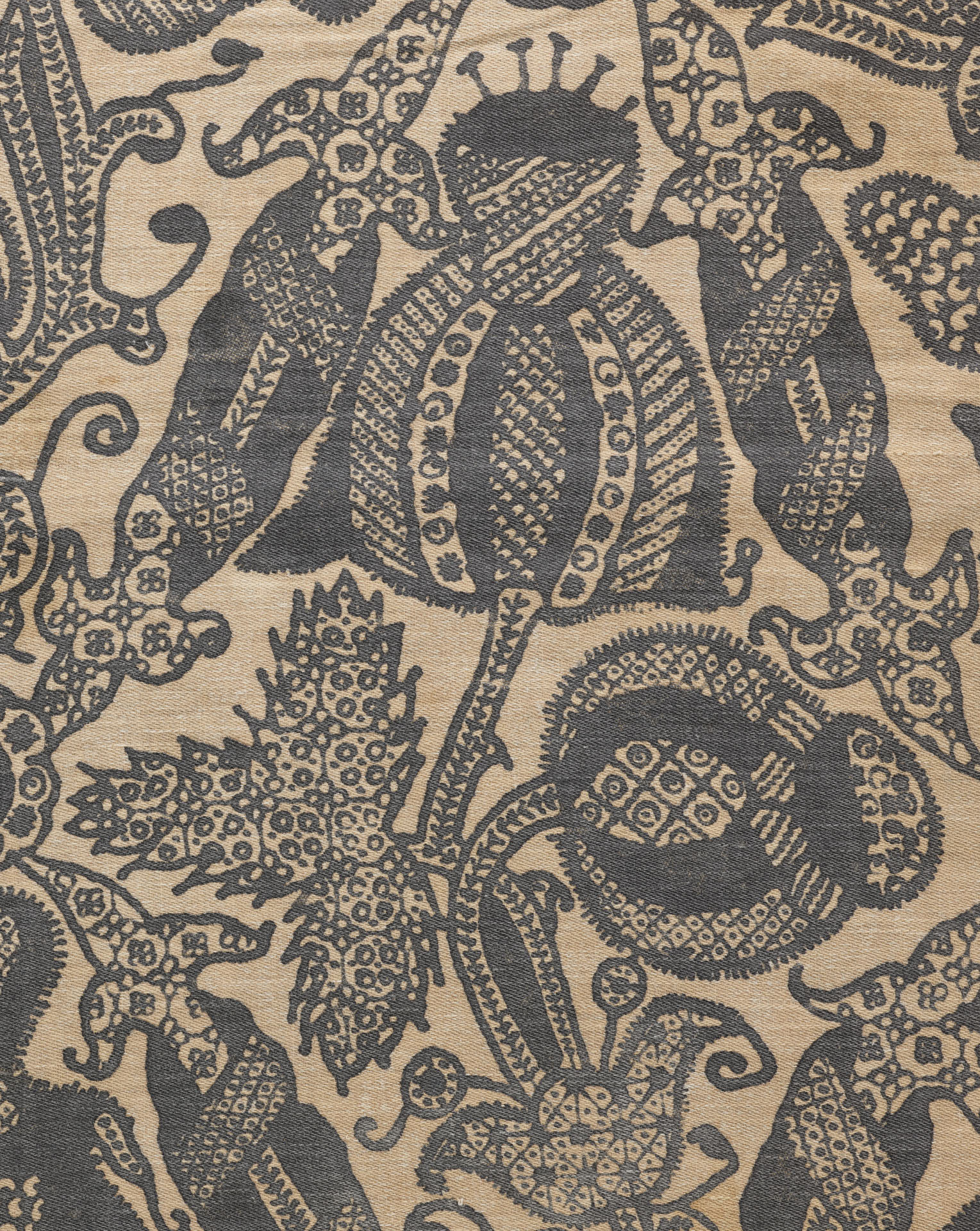 Cushion cover, cotton, Mariano Fortuny/Henriette Nigrin, ca.1922, Venice; stencilled design inspired by blackwork © Victoria and Albert Museum, London