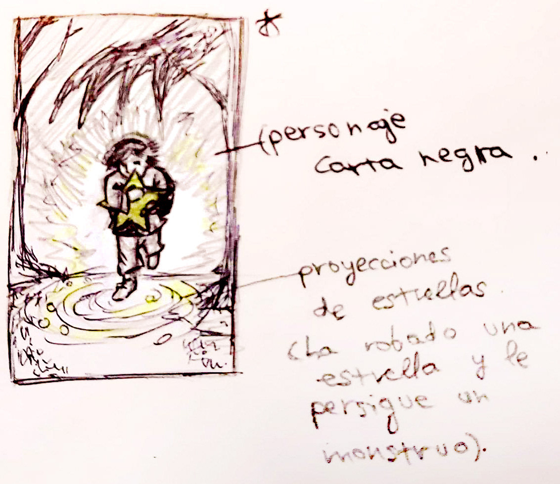 Boceto de la carta negra.