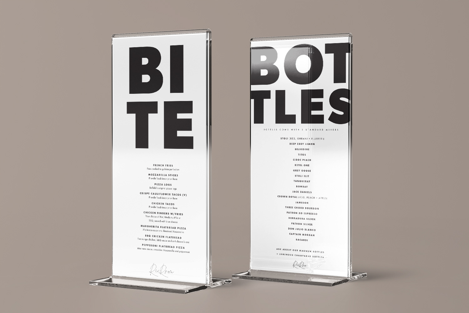 Table Top Menu Design
