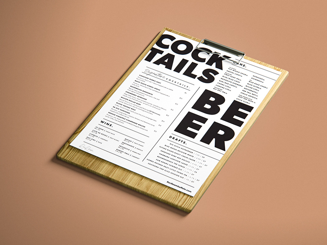 Menu Design Rec room