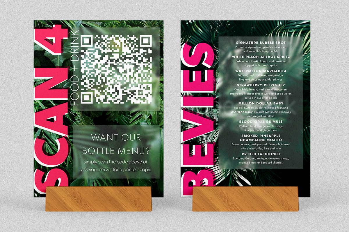 Table tent front + back