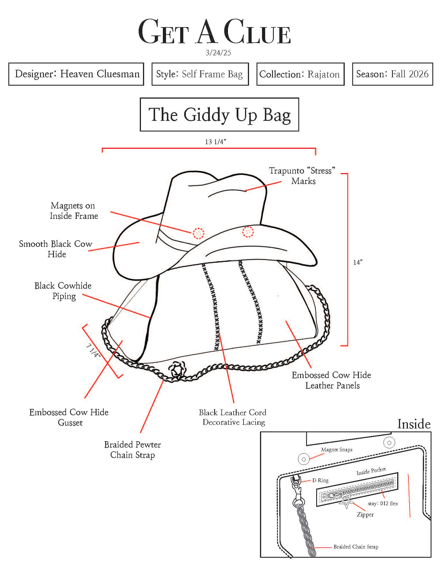 Giddy Up Self Frame Bag Spec Sheet