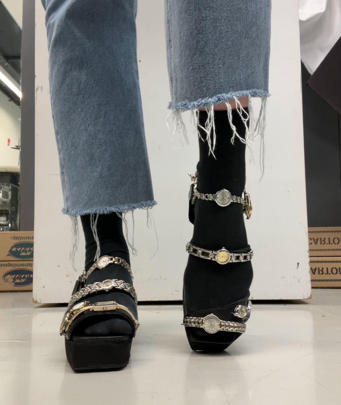 Upcycled Watch Strappy Platforms