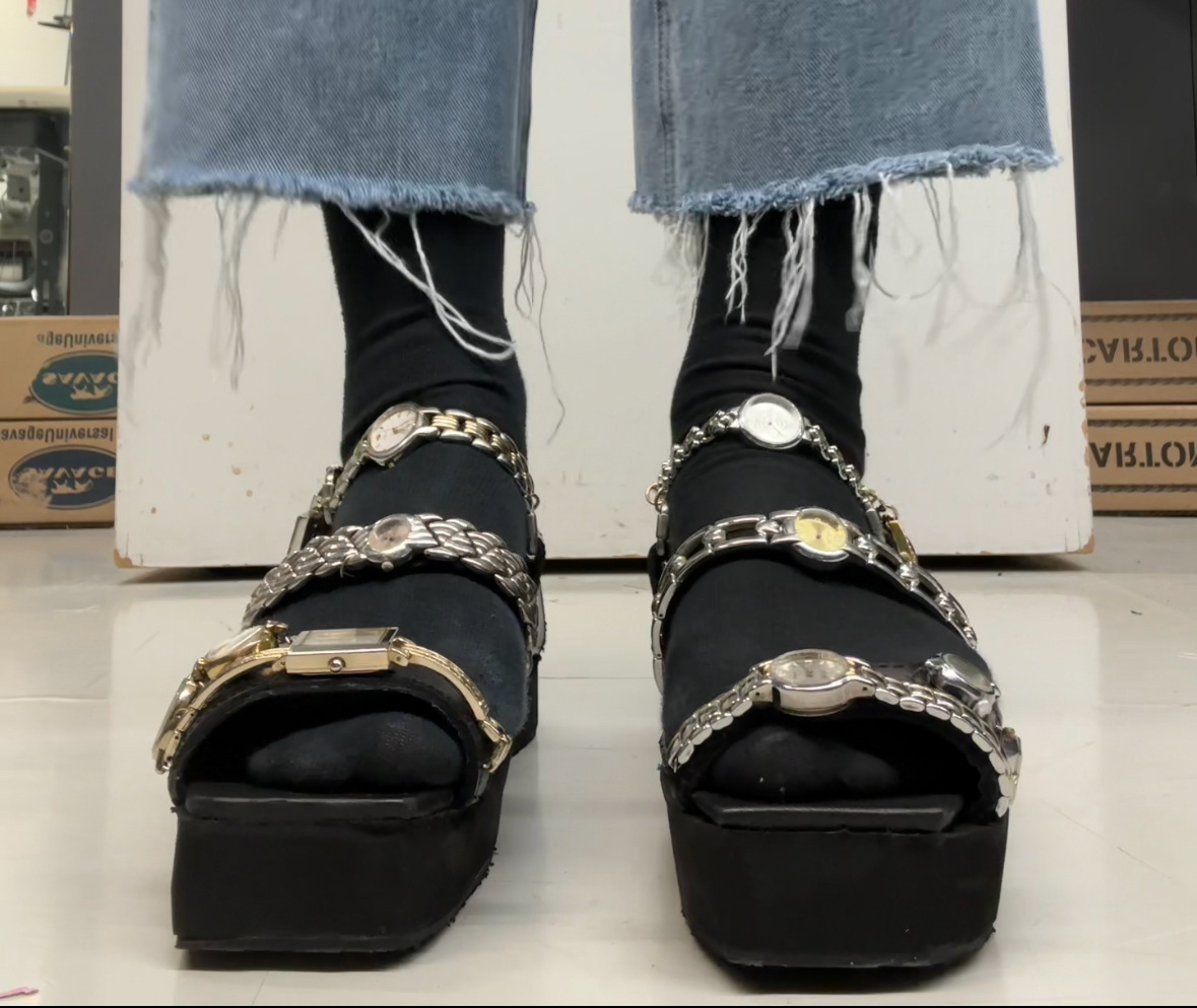 Upcycled Watch Strappy Platforms