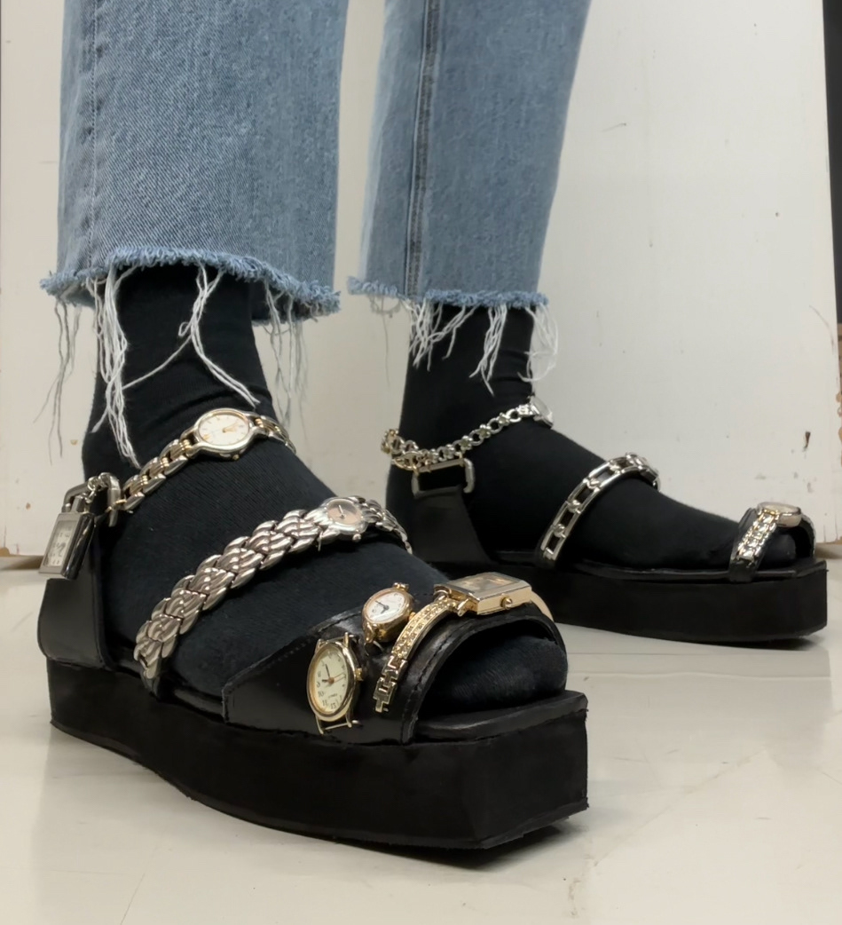 Upcycled Watch Strappy Platforms
