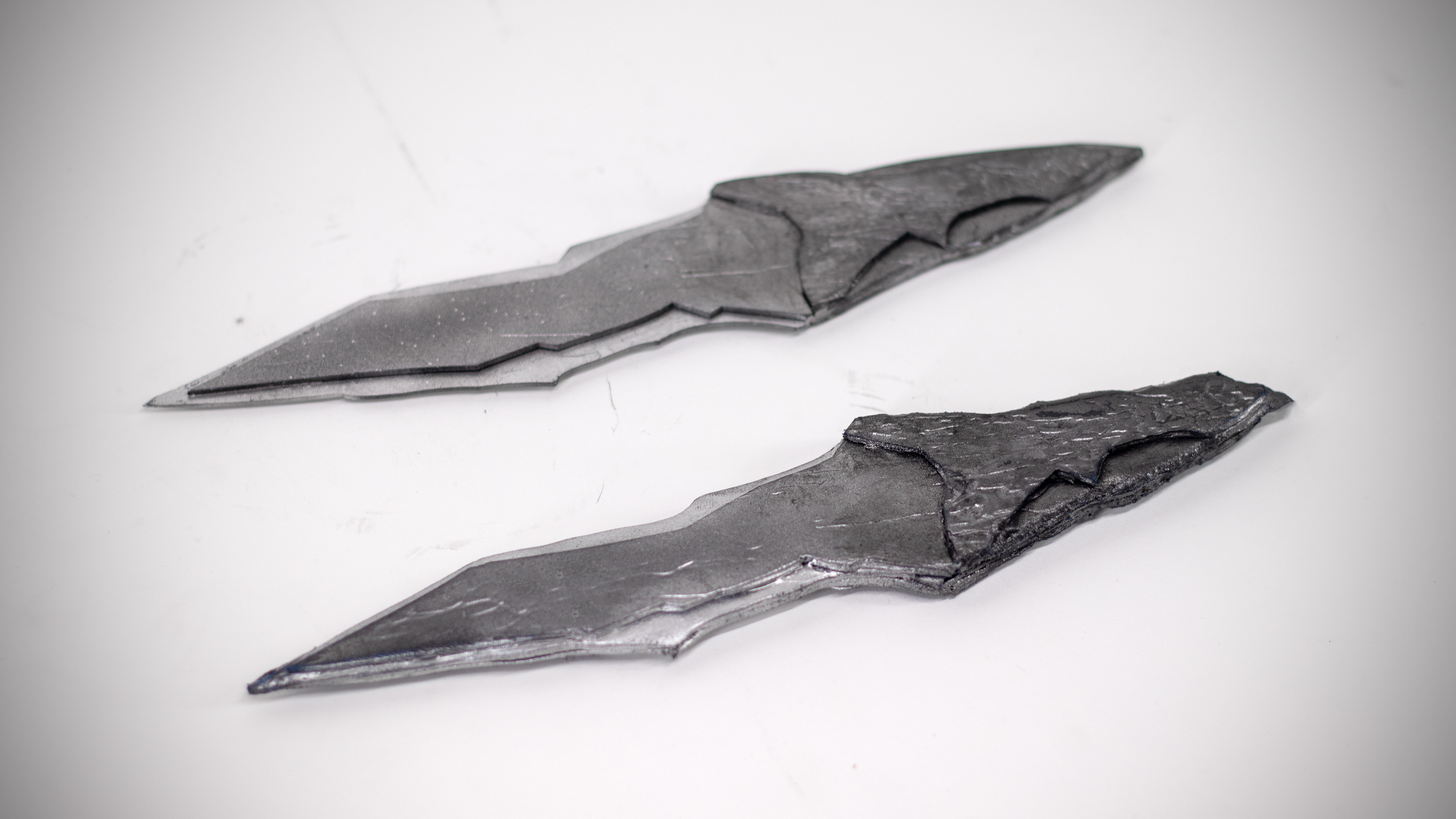 Stunt blade (front) and hero blade (back)
