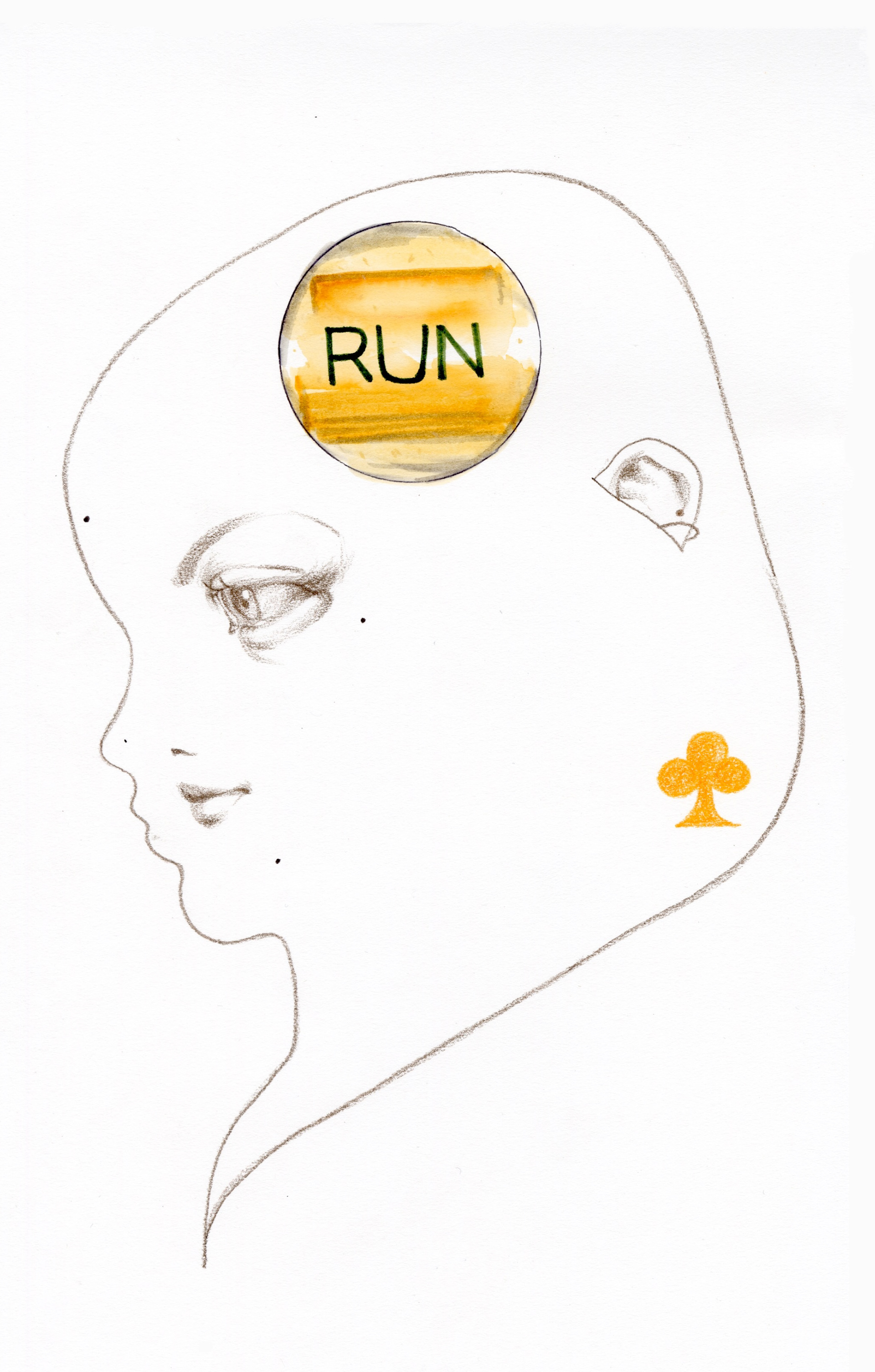 Run, Colored pencil and marker on paper, 2024
