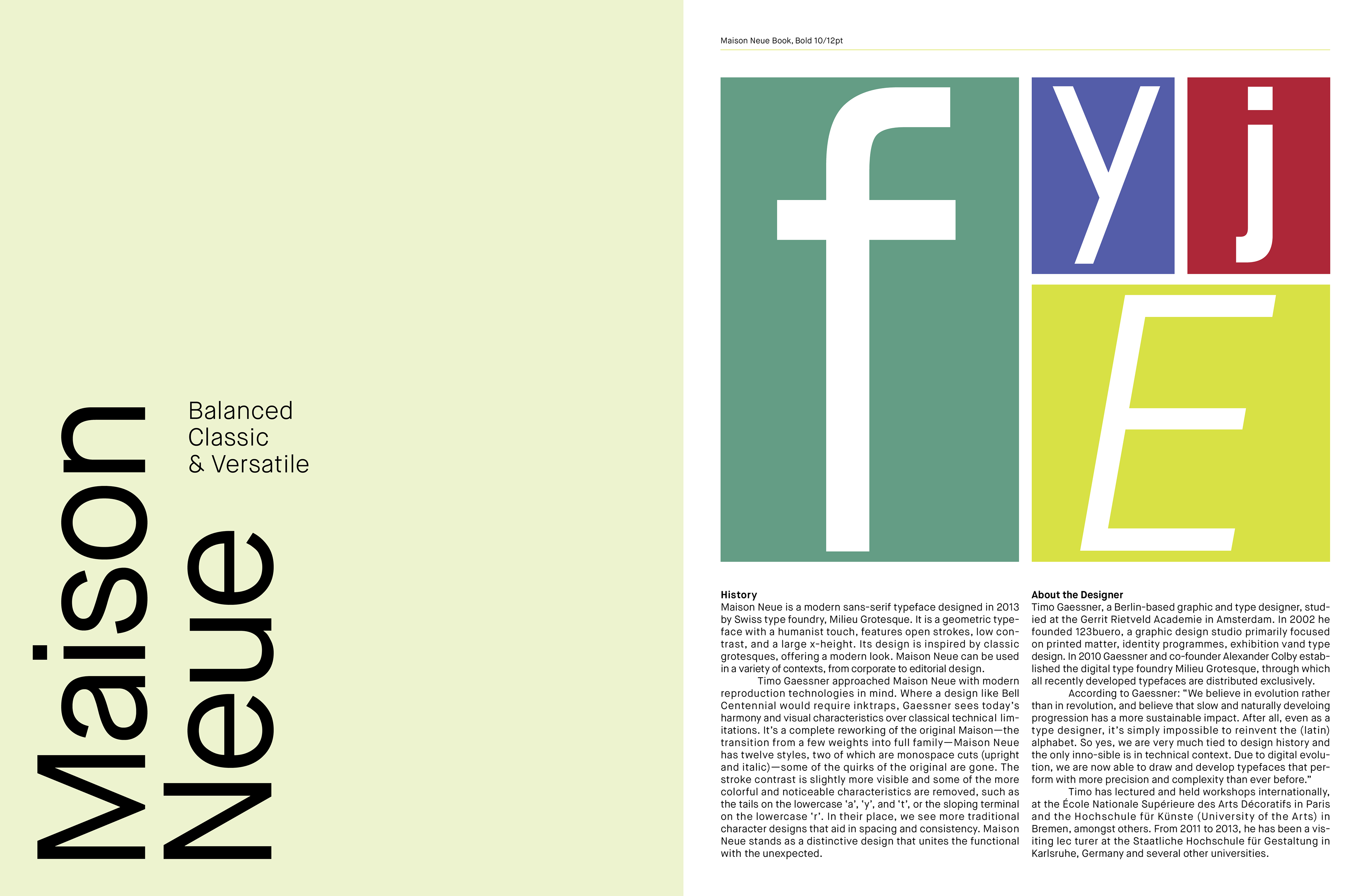 Using a typeface (Maison Neue) and a movie (Mulholland Drive), create a specimen guide that practices sequential design, color, and typography.