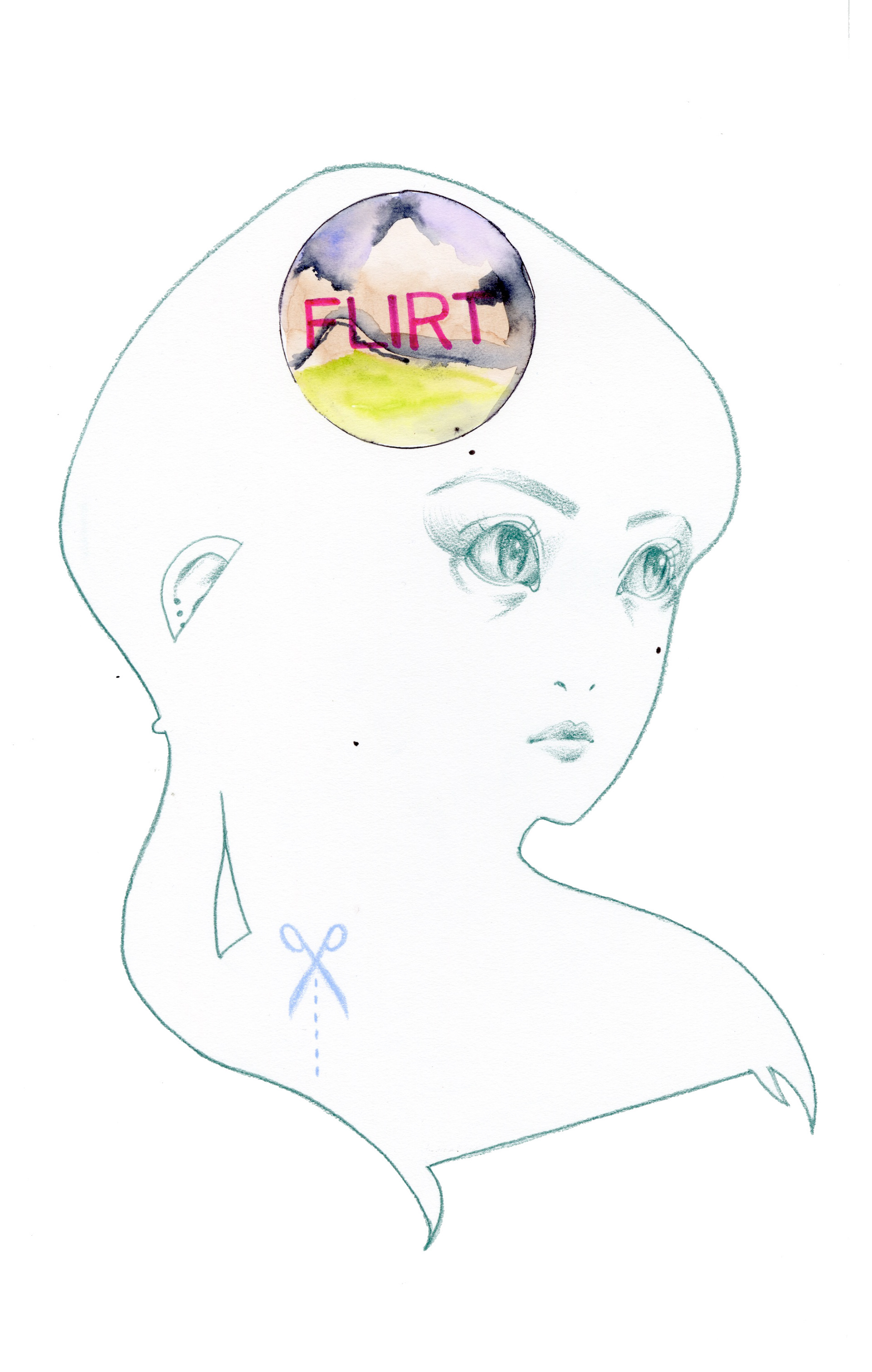 Flirt, Colored pencil and marker on paper, 2024