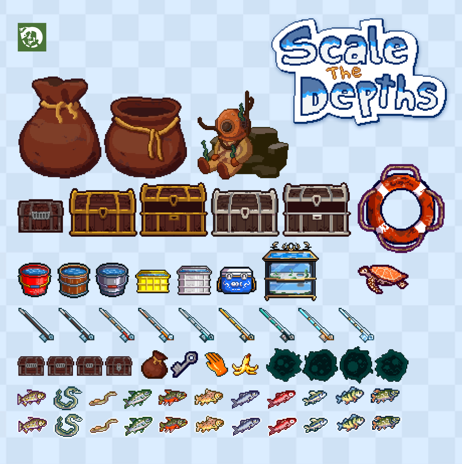 Icons & Pixel Assets created for Scale the Depths by Glass Gecko Games