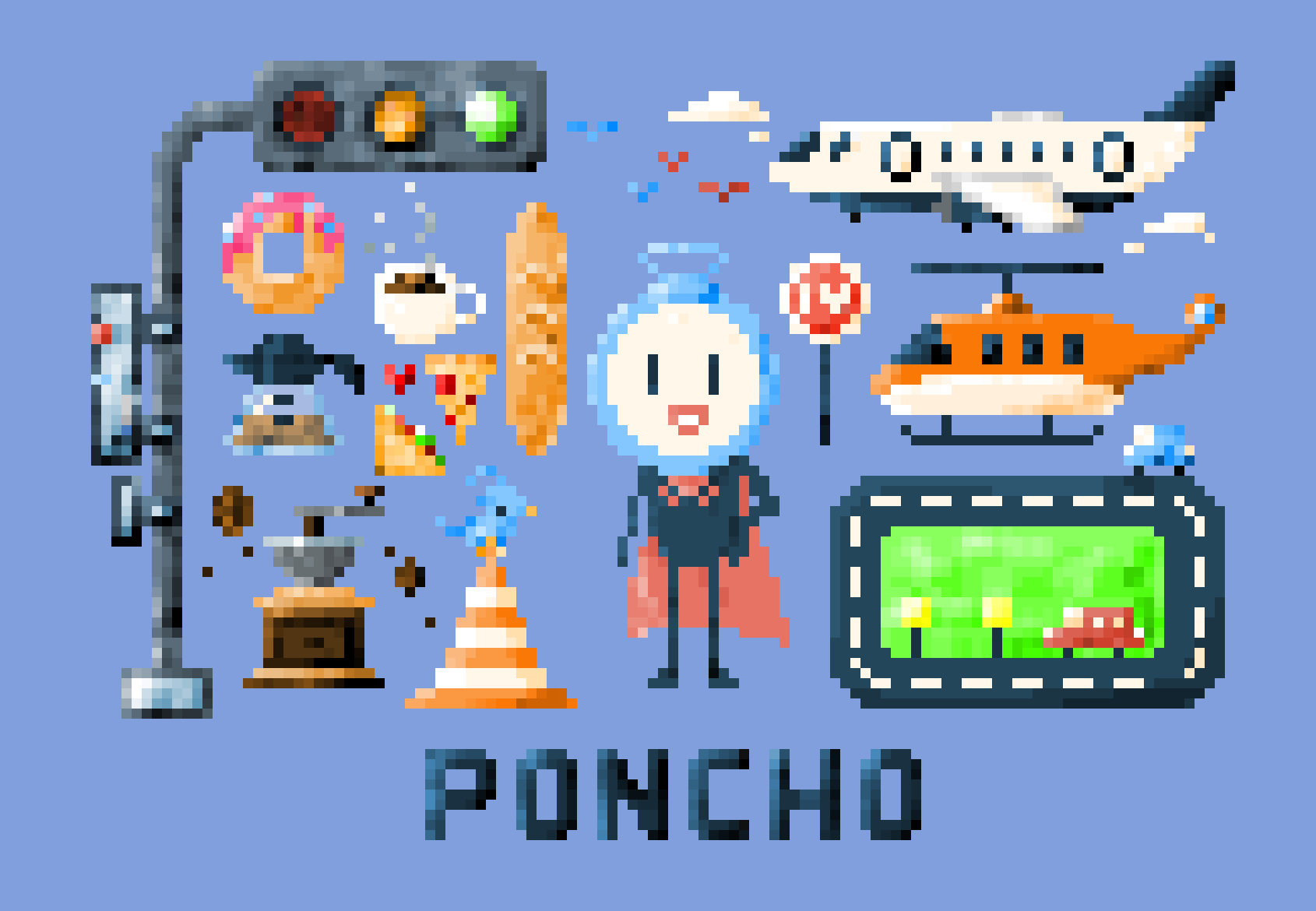 Poncho Pixel Collage Illustration