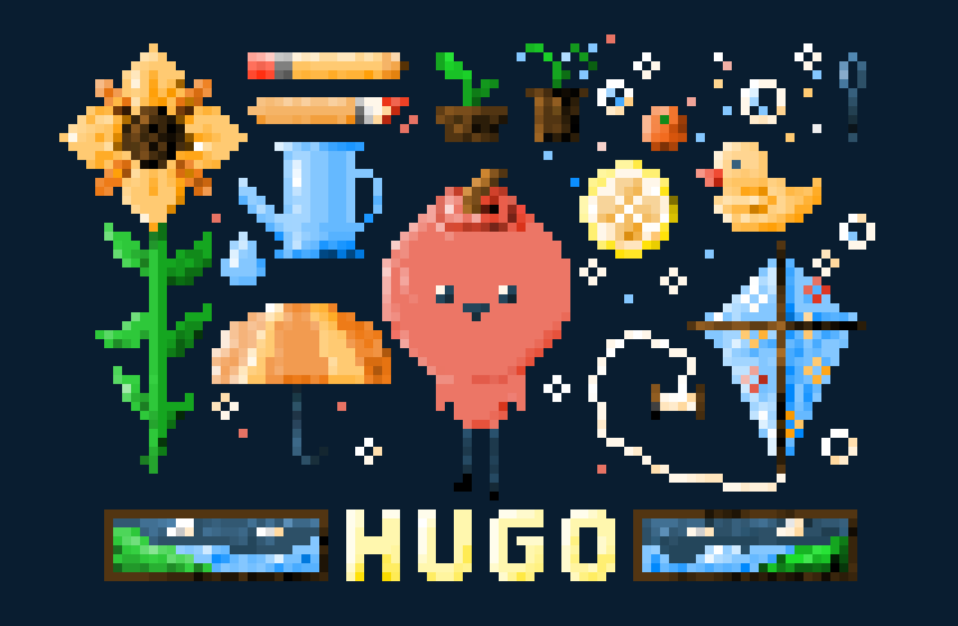 Hugo Pixel Collage Illustration