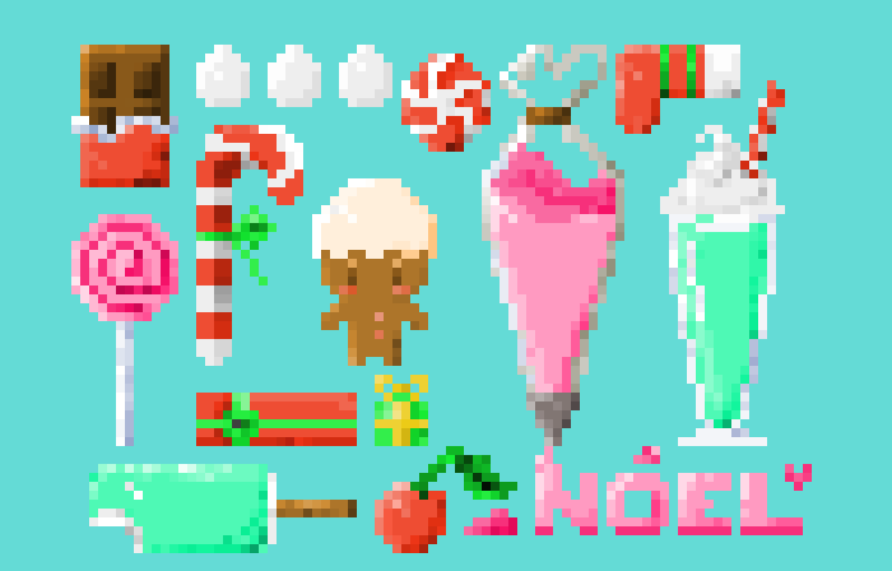 Noel Pixel Collage Illustration