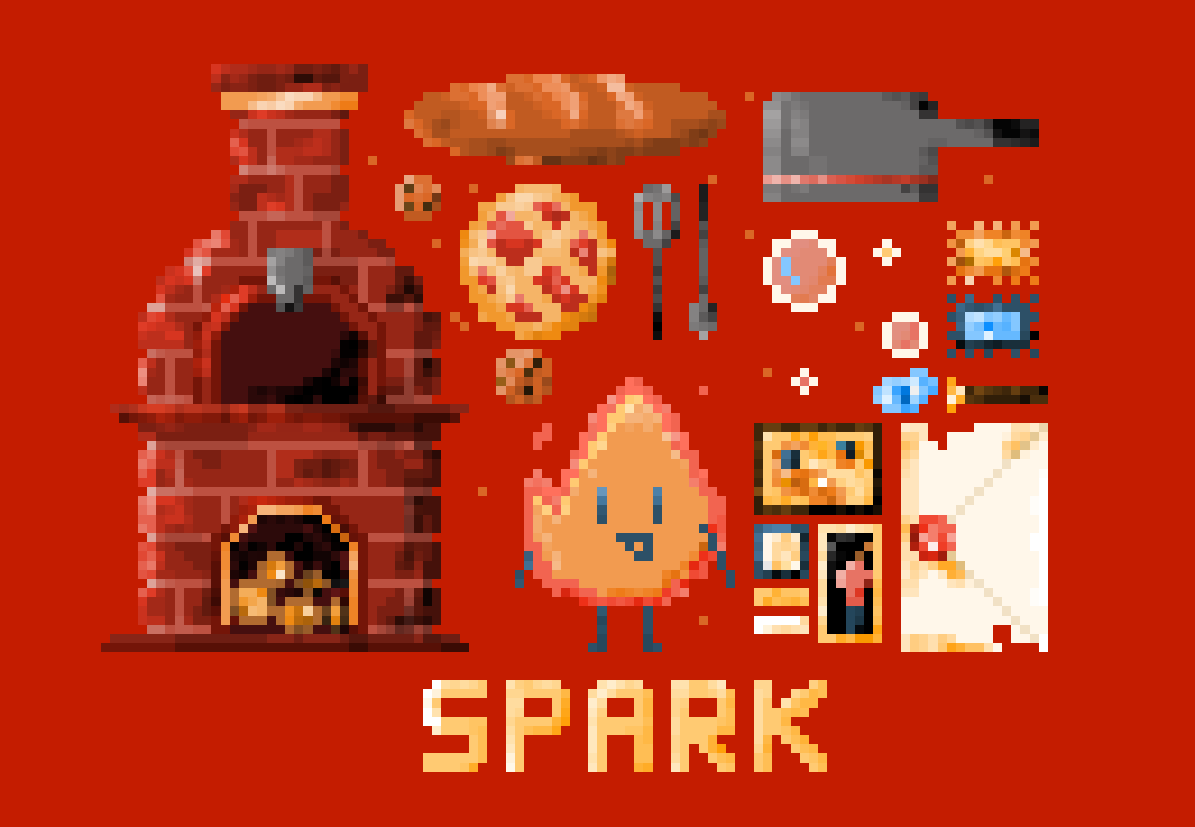 Spark Pixel Collage Illustration