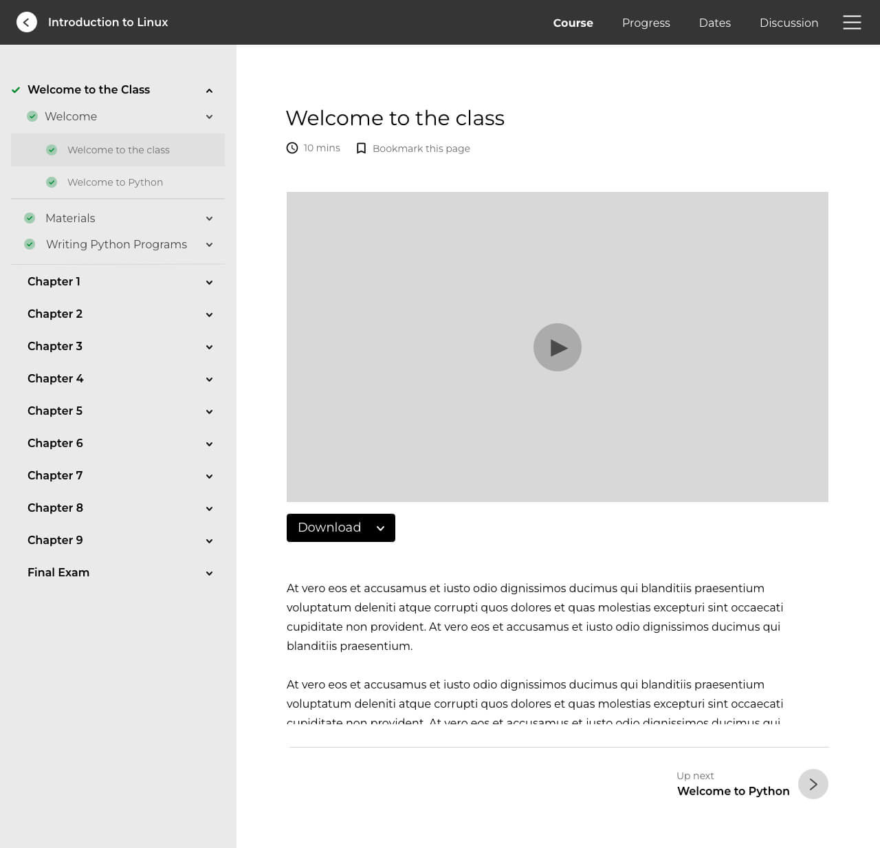 Wireframing Iteration: Course Item