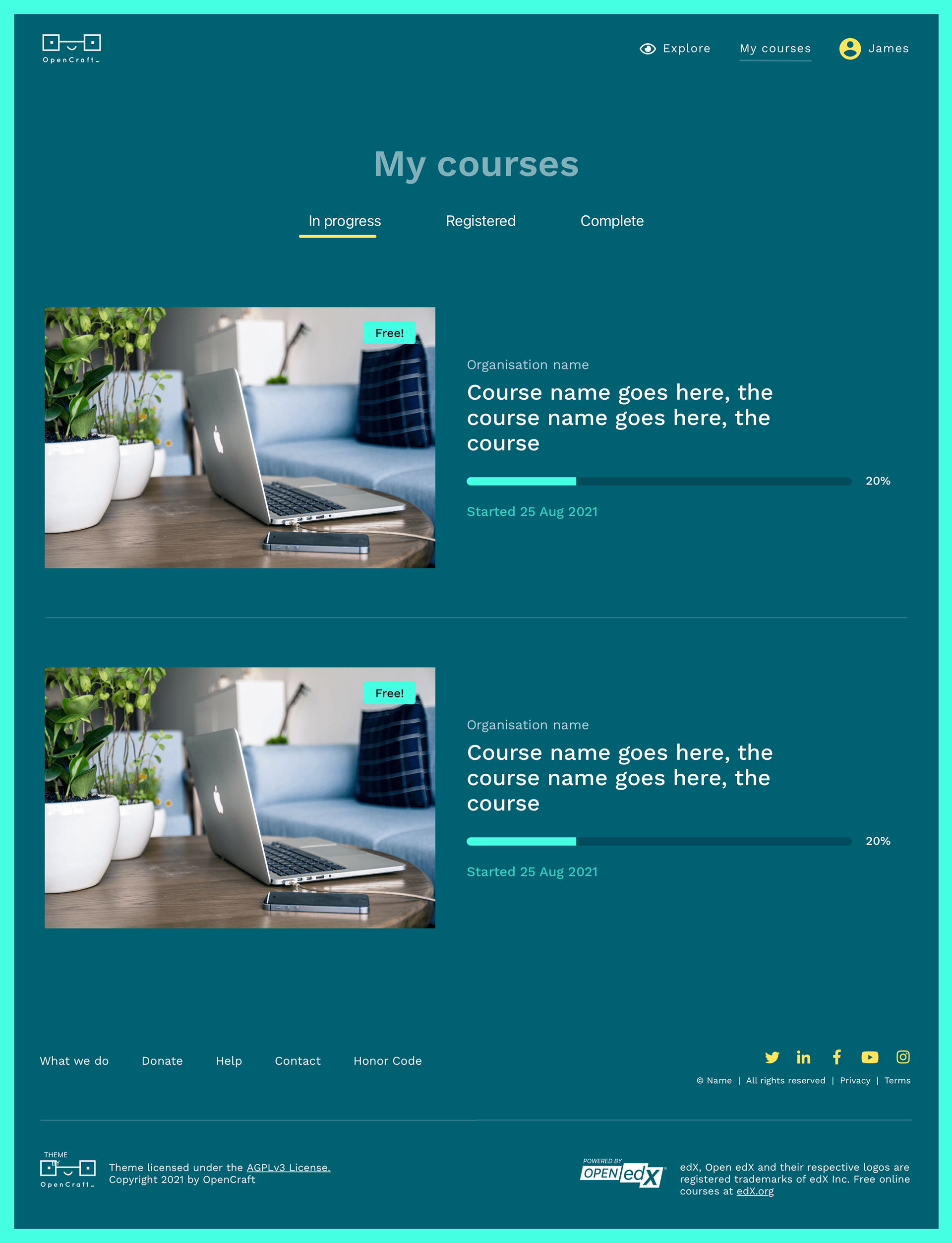 2nd UI iteration: Course List