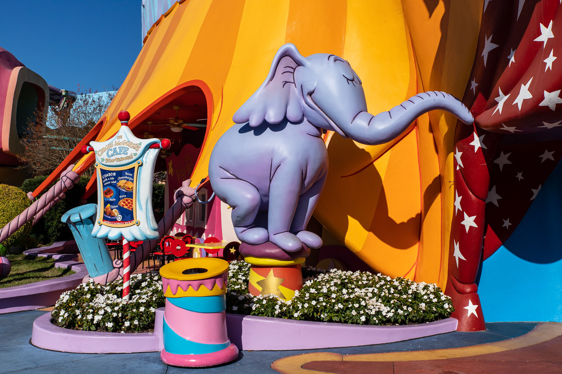 Seuss Landing at Universal Islands of Adventure is a bit of a surreal experience. Horton is just one of the memories from my childhood come back to entertain me!