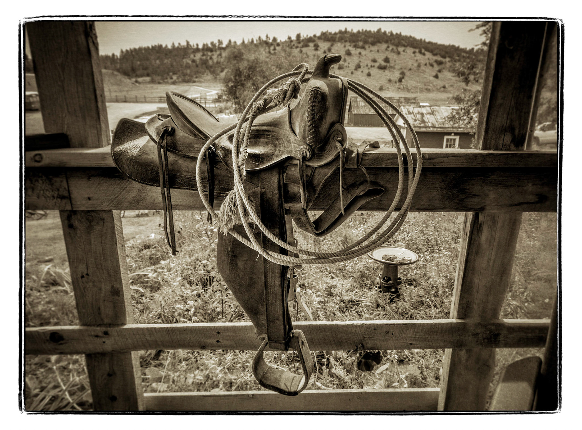 January 29, 2019 Old saddle and lariatBlack Hills Wild Horse SanctuaryHot Springs, SD