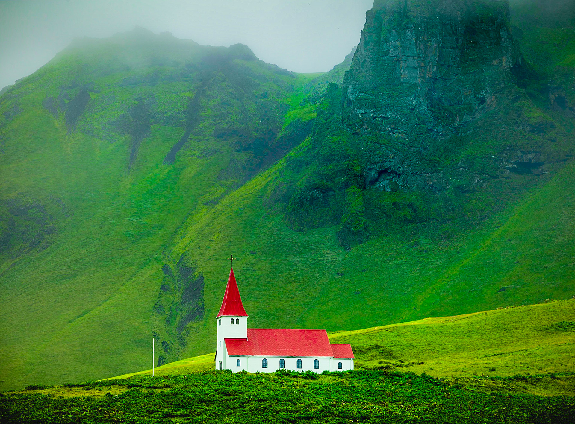 September 19, 2019Reyniskirkja Lutheran Church near Vík í Mýrdal, Iceland. Reyniskirkja is a wooden church dating to 1929. Vík í Mýrdal is a remote seafront village in south Iceland near Reynisfjara beach with its black sand.