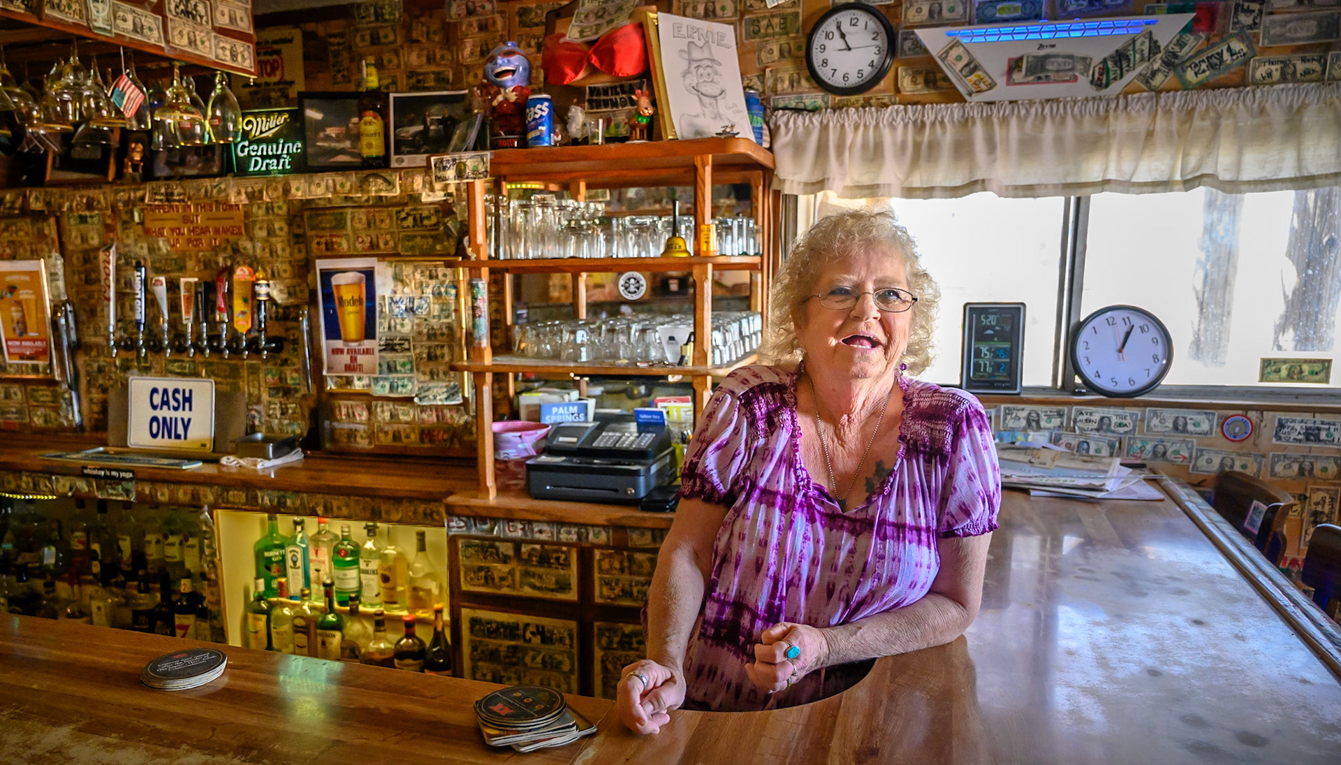 May 10, 2019Scheherazade, the bar keep at the Ski Inn located in Bombay Beach along the Salton Sea in California.That is her real name-it seems her dad had just read "One Thousand and One Arabian Nights" and said if he ever had a girl, he would name her Scheherazade. He did and then he did.