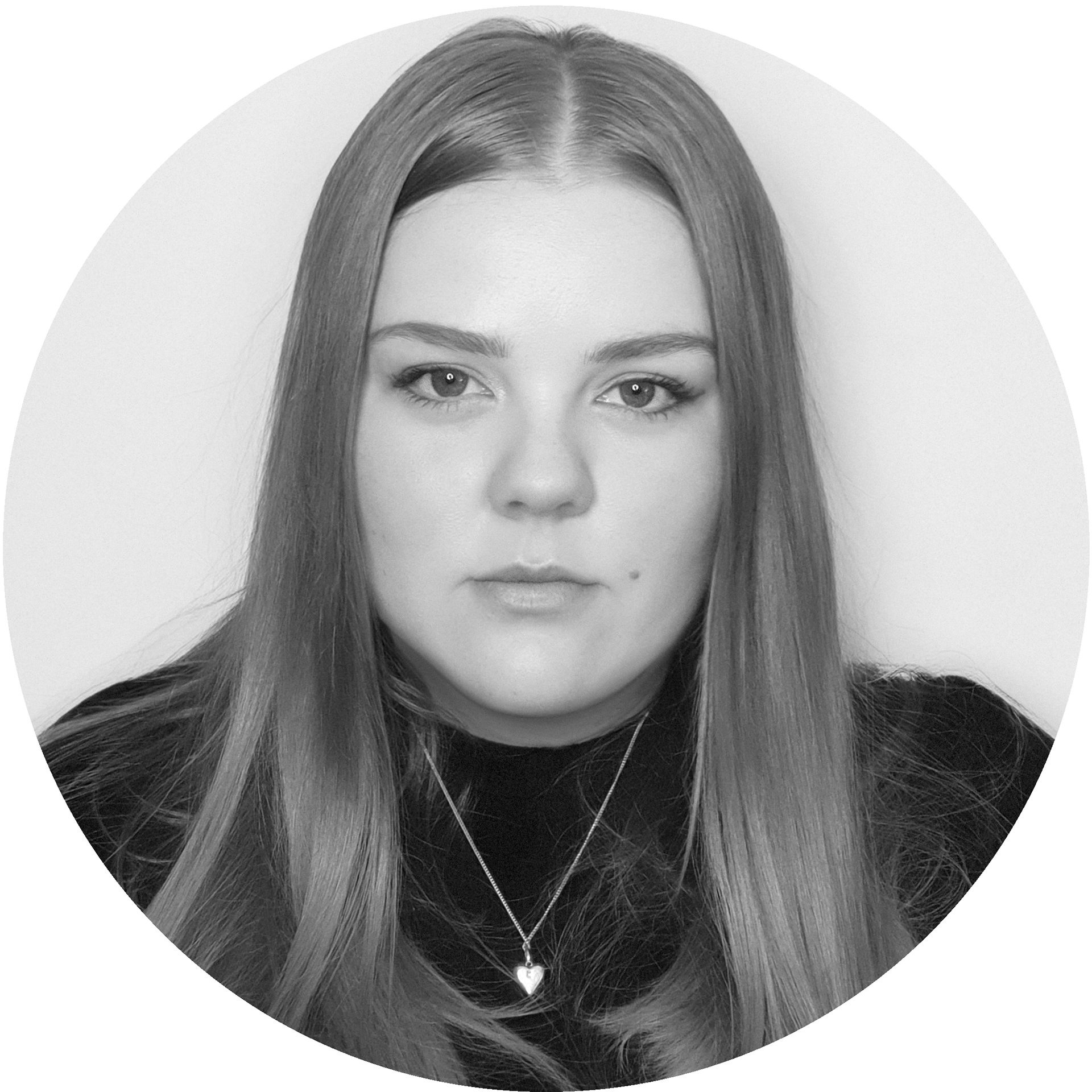 Black and white photo of Kelsey Cameron.