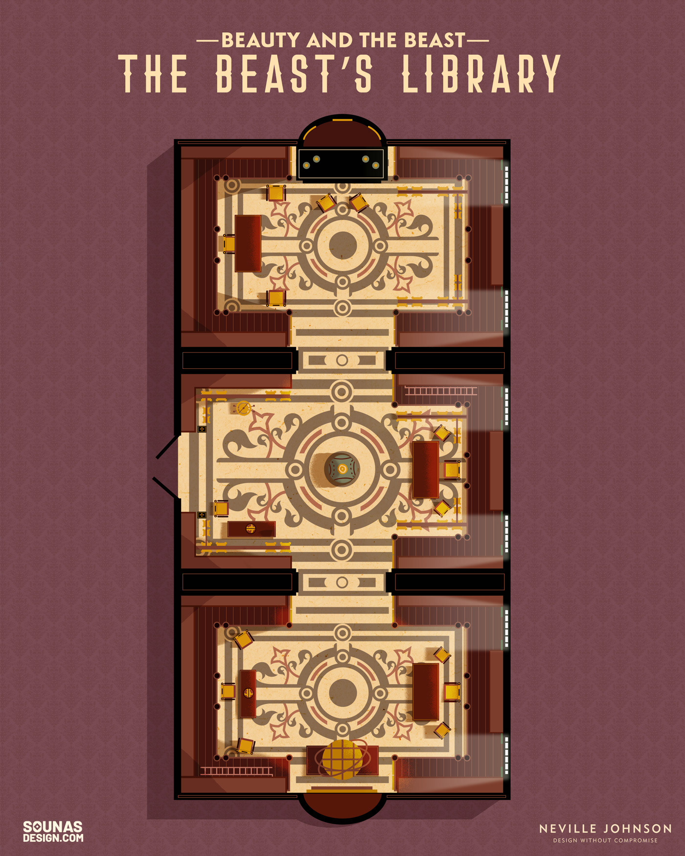 Beauty and the Beast - The Beast's library floorplan