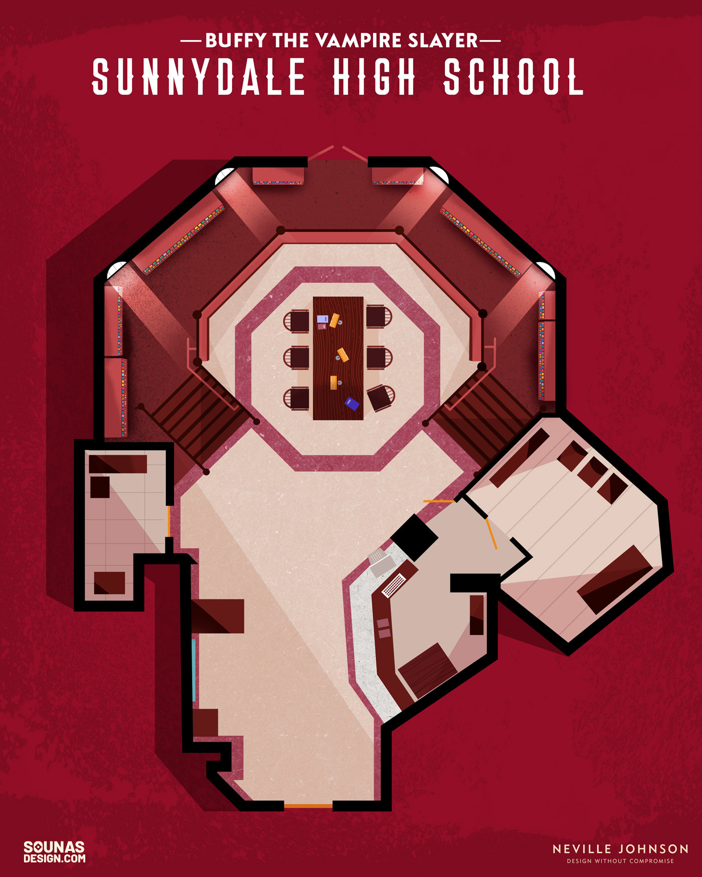 Buffy the Vampire Slayer - Sunnydale high school library floorplan
