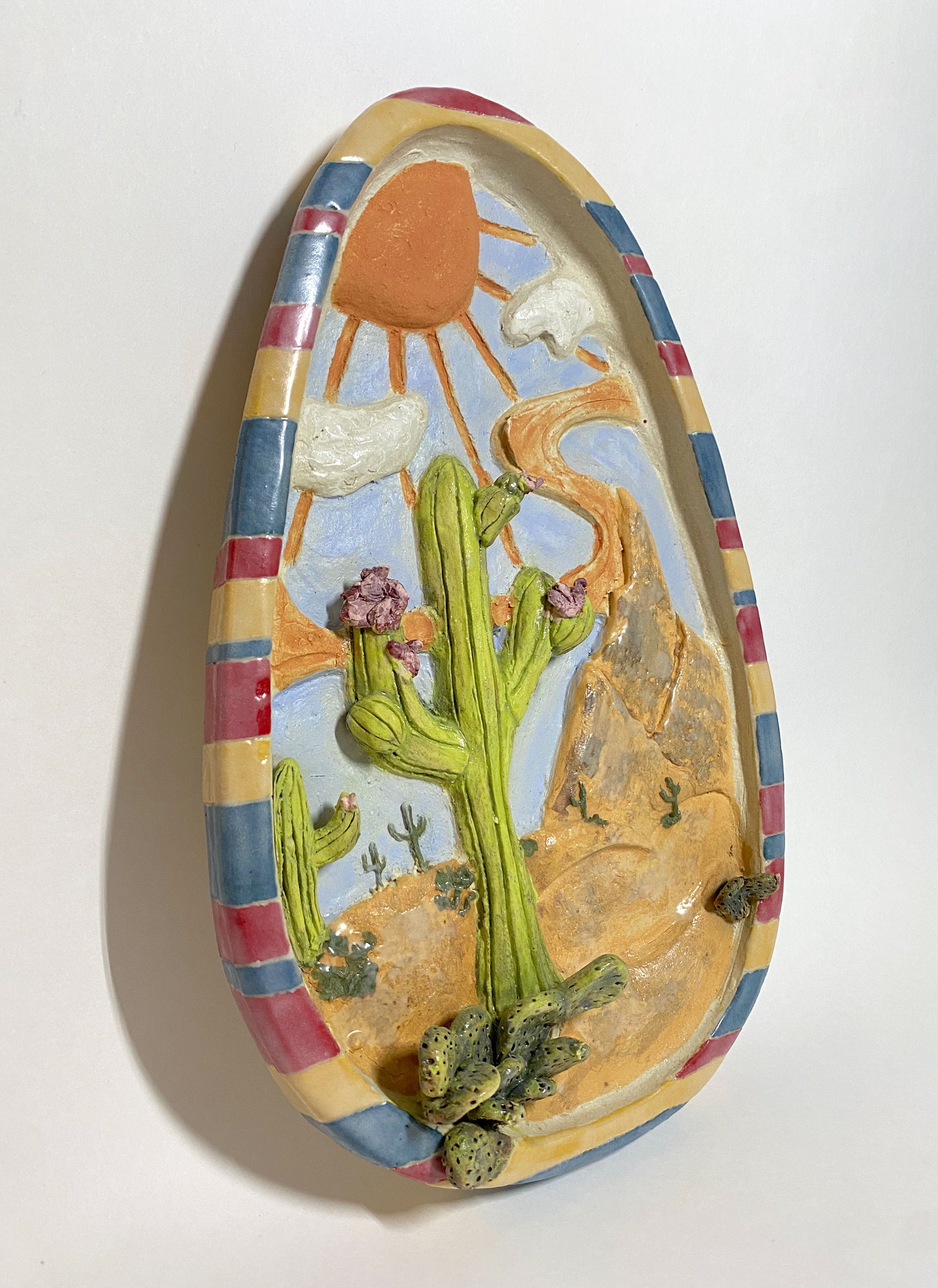 Untitled, hand built high relief clay, 2022