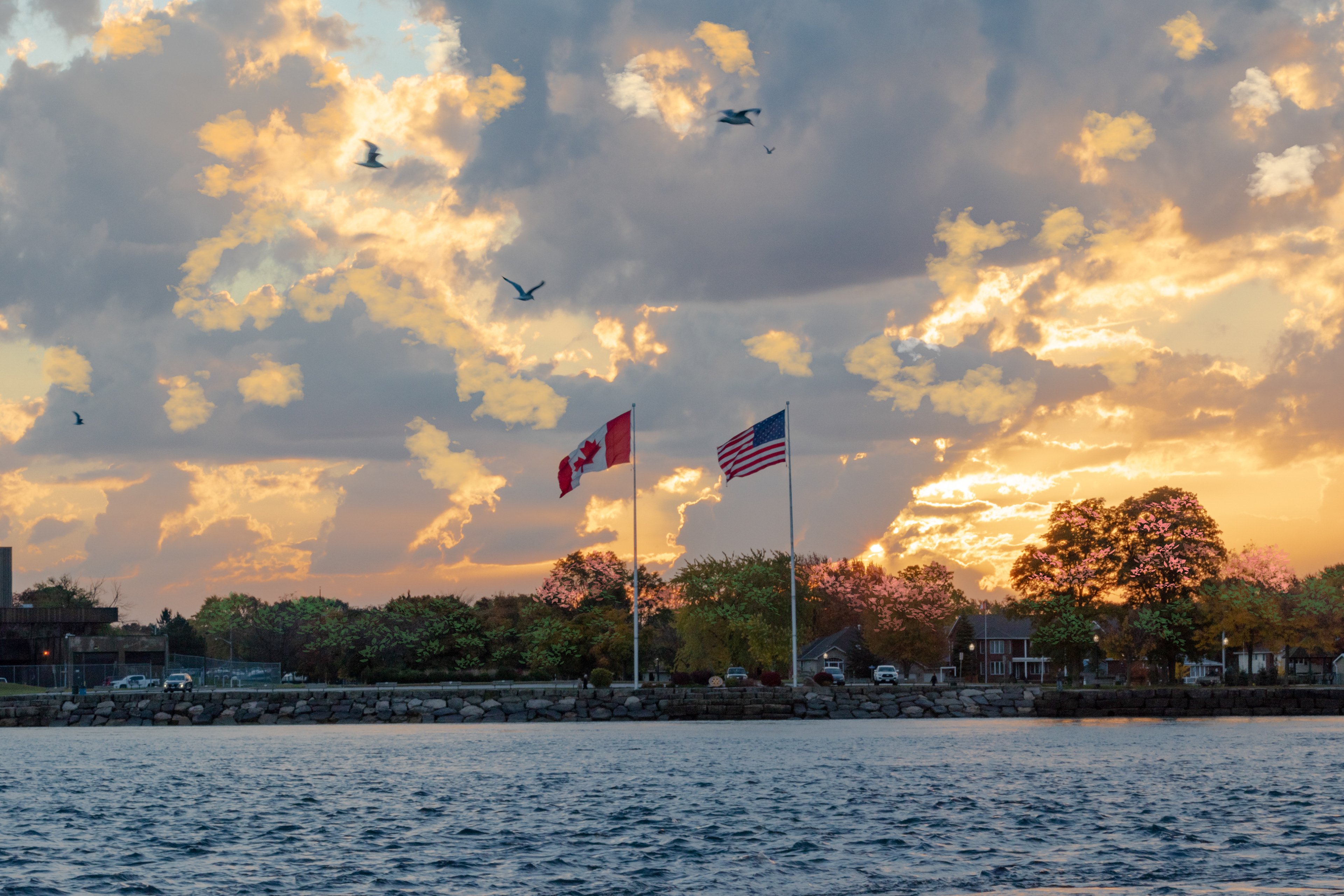 American Canadian Flag Sunrise A-59
