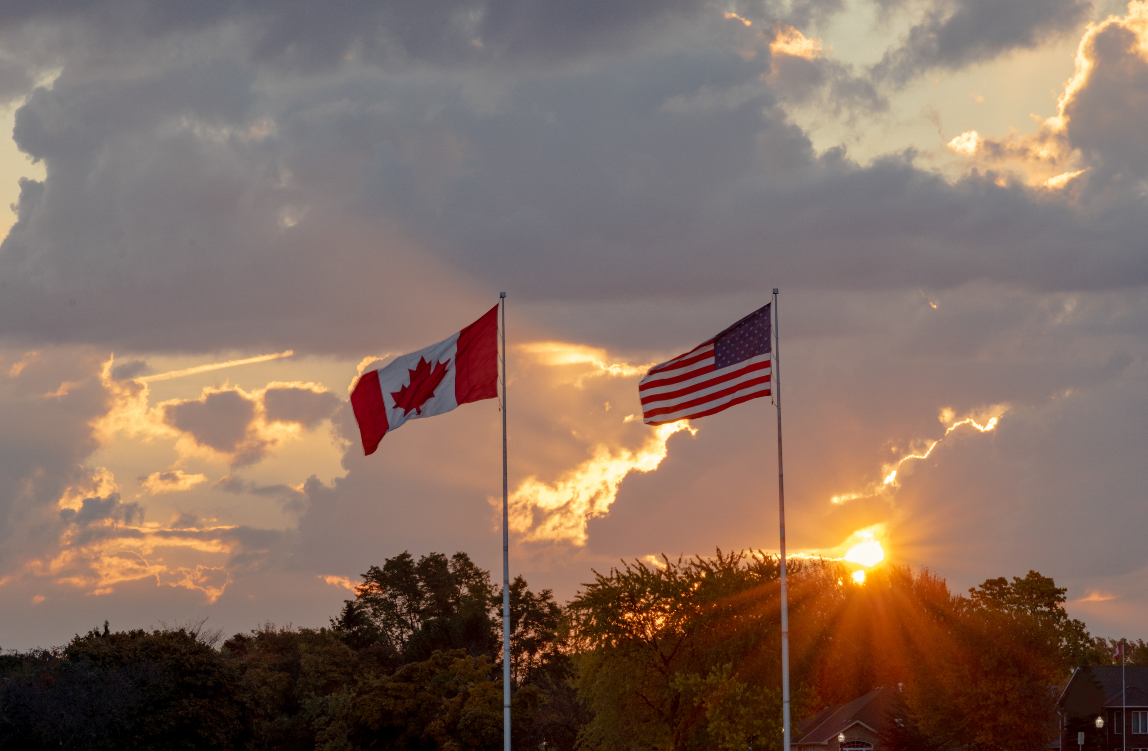 American Canadian Flag Sunrise A-58