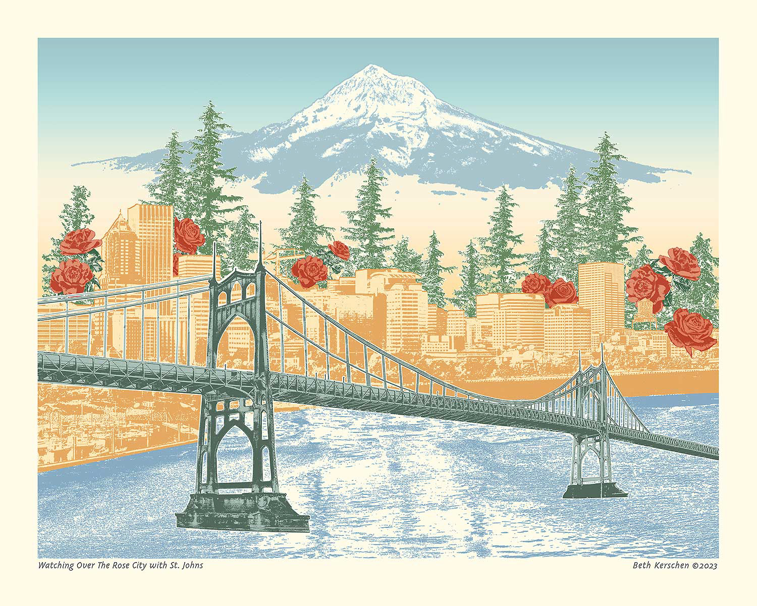 Portland, Oregon - St. Johns Bridge - Vintage Vibe