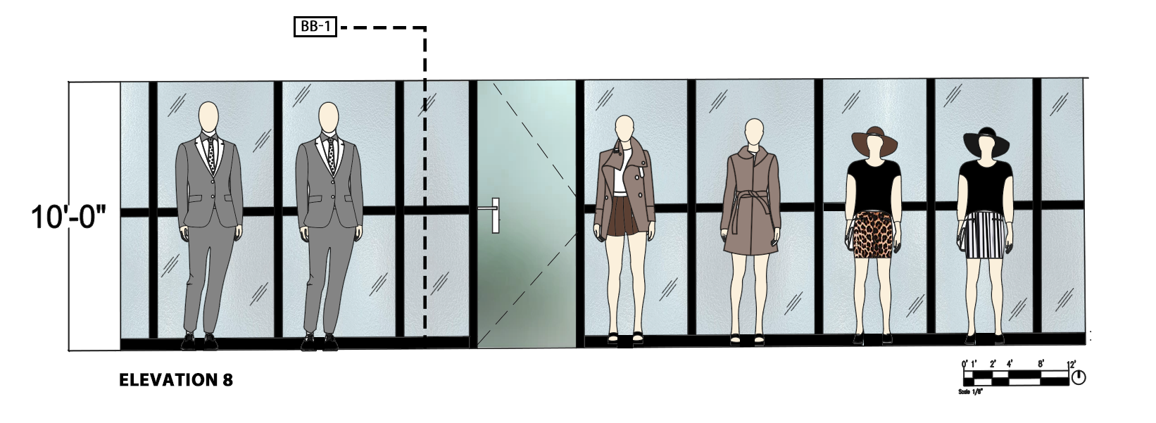 MODEL ROOM DISPLAY WINDOW ELEVATION