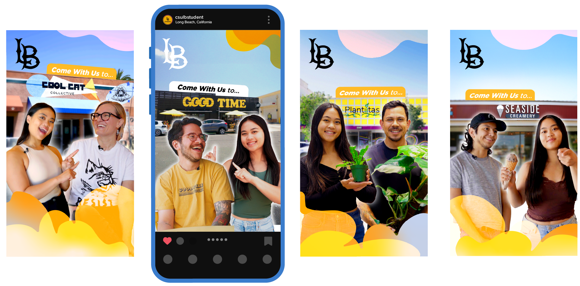 Instagram reel covers for a social media campaign where we went around Long Beach to interview and highlight local businesses.