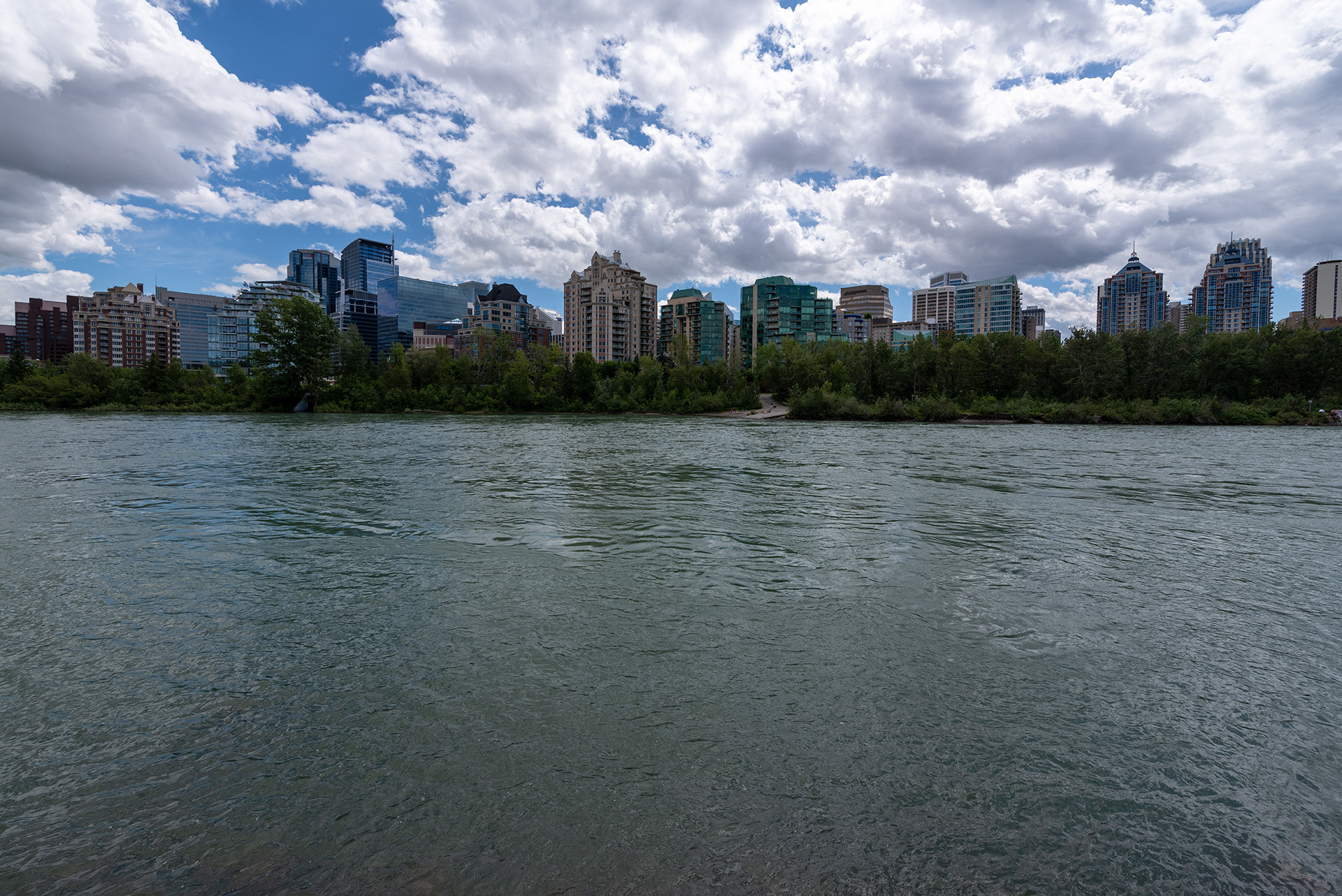 Downtown view from the Pathway alongside Memorial Drive, Calgary, Alberta