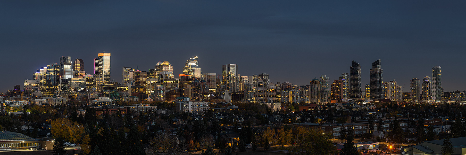 Panoramic Cityscape (post sunset) from West Hillhurst, Calgary, Alberta